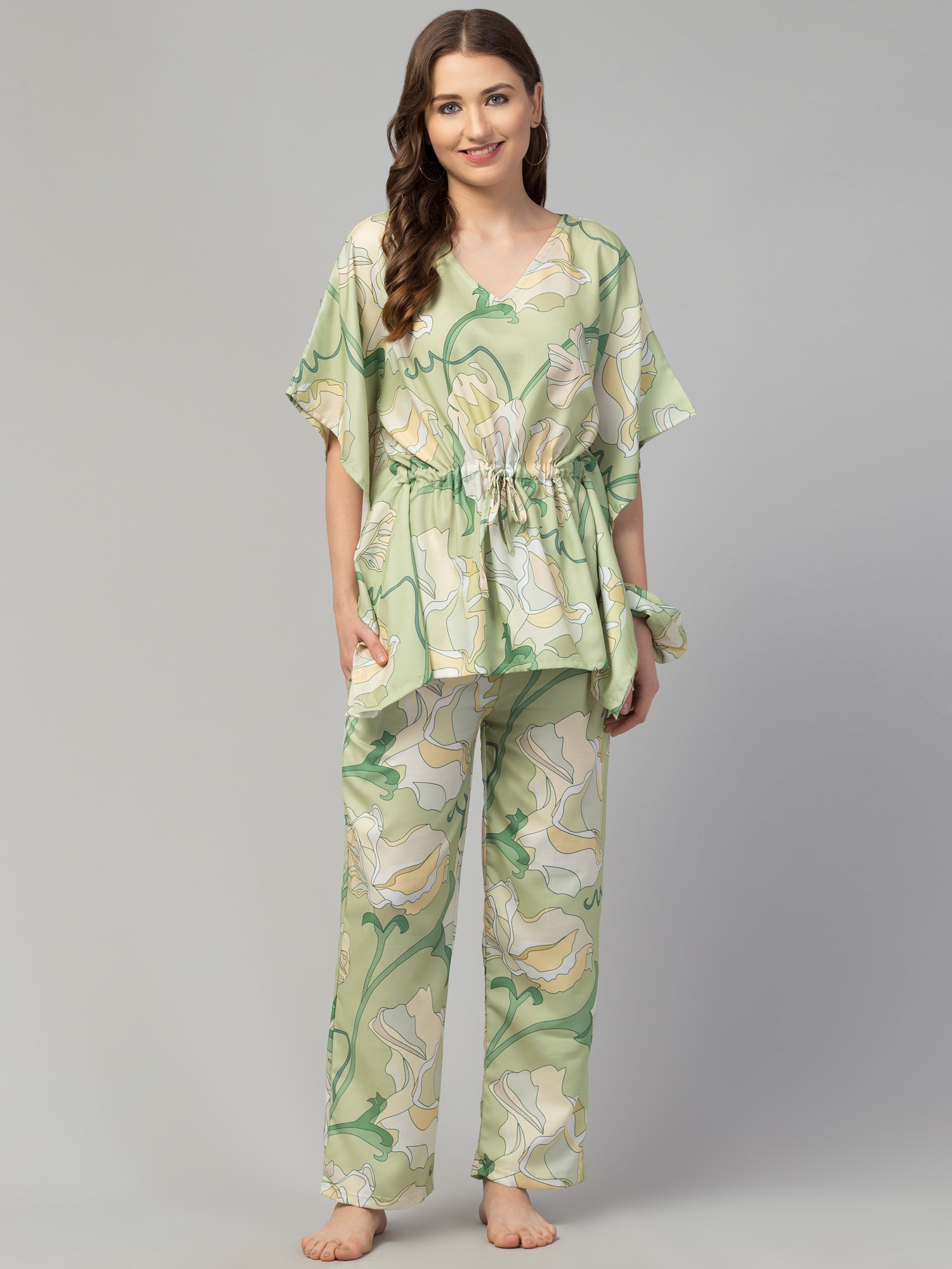 Emerald Blossoms Kaftan Set