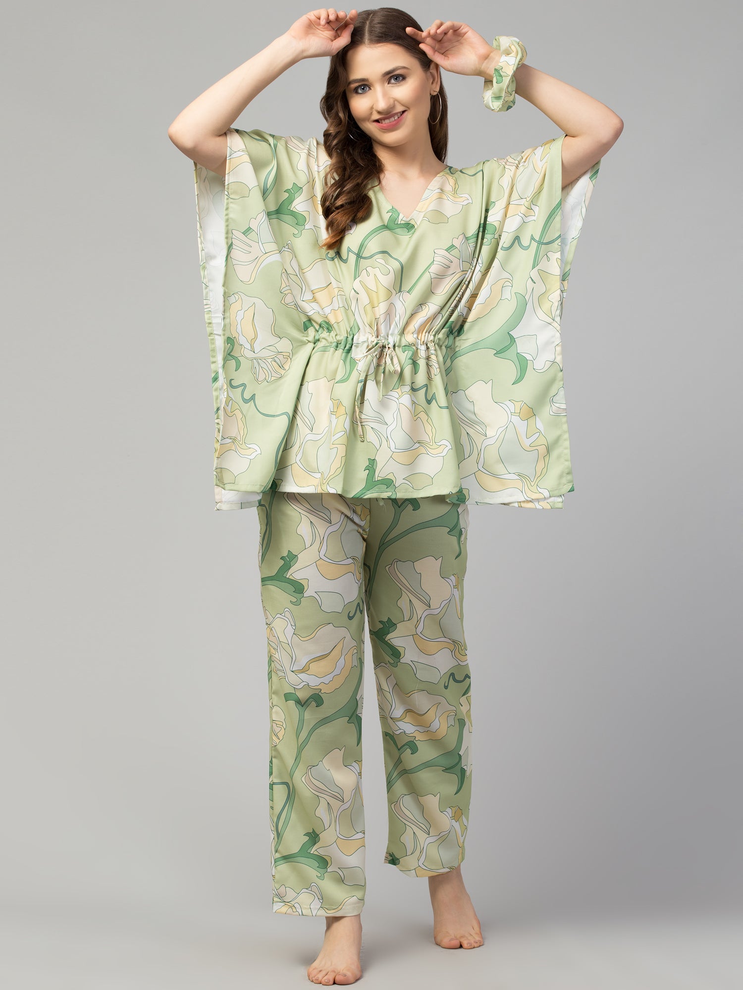 Emerald Blossoms Kaftan Set