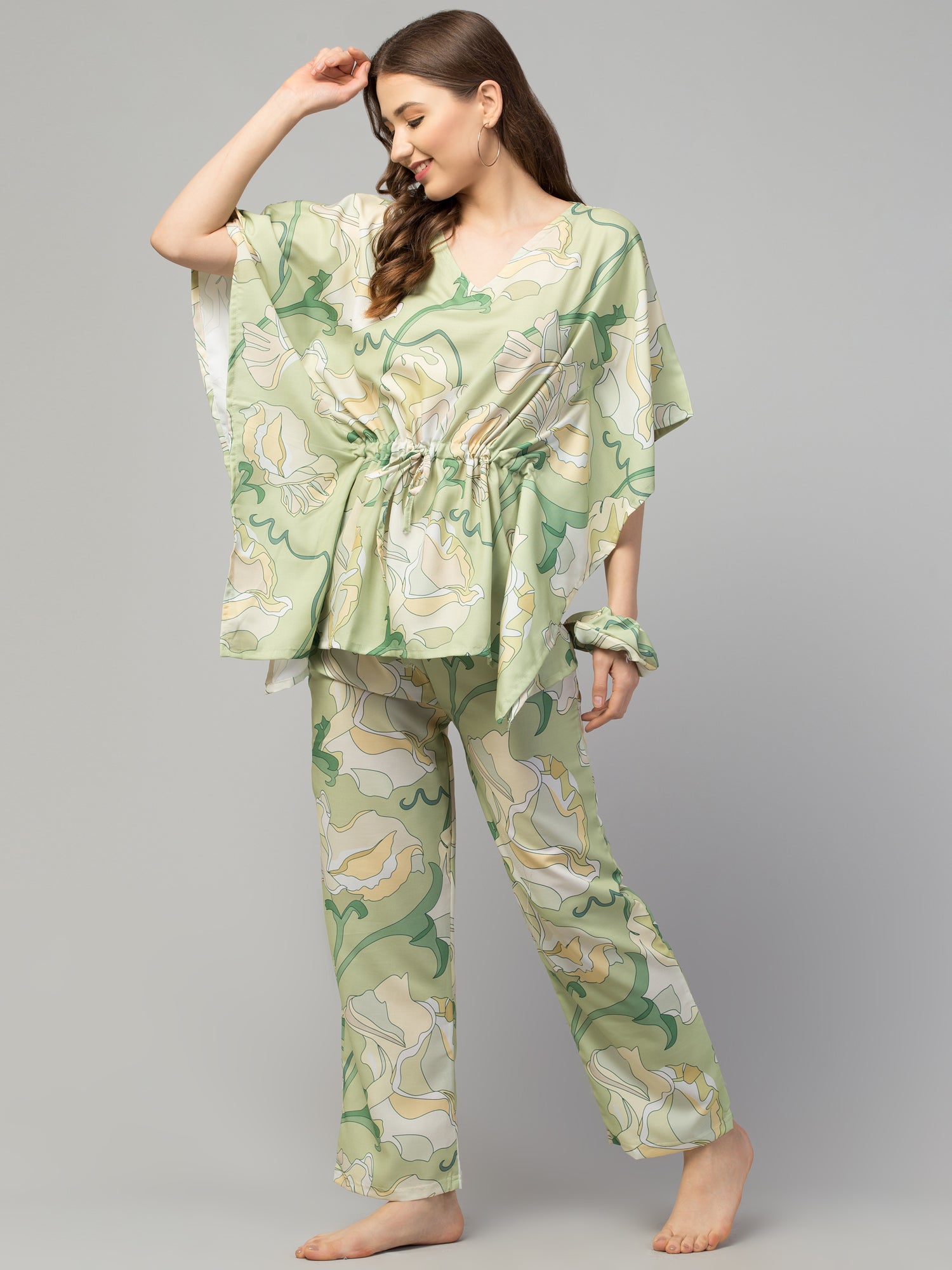 Emerald Blossoms Kaftan Set