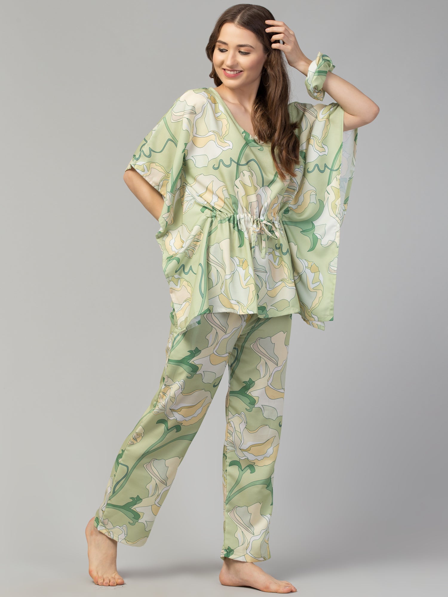 Emerald Blossoms Kaftan Set