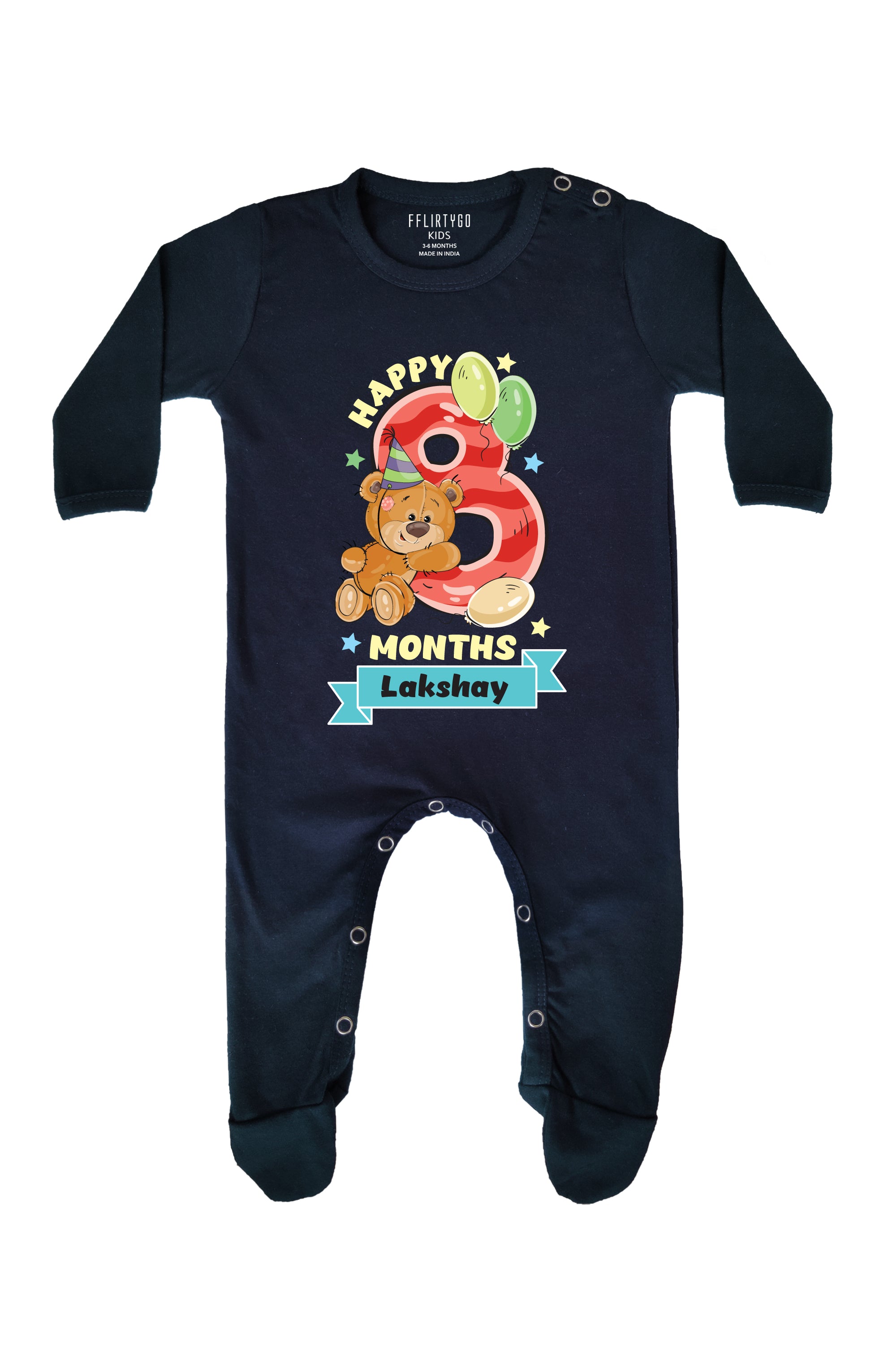 Happy Eight Months Milestone Baby Romper | Onesies w/ Custom Name