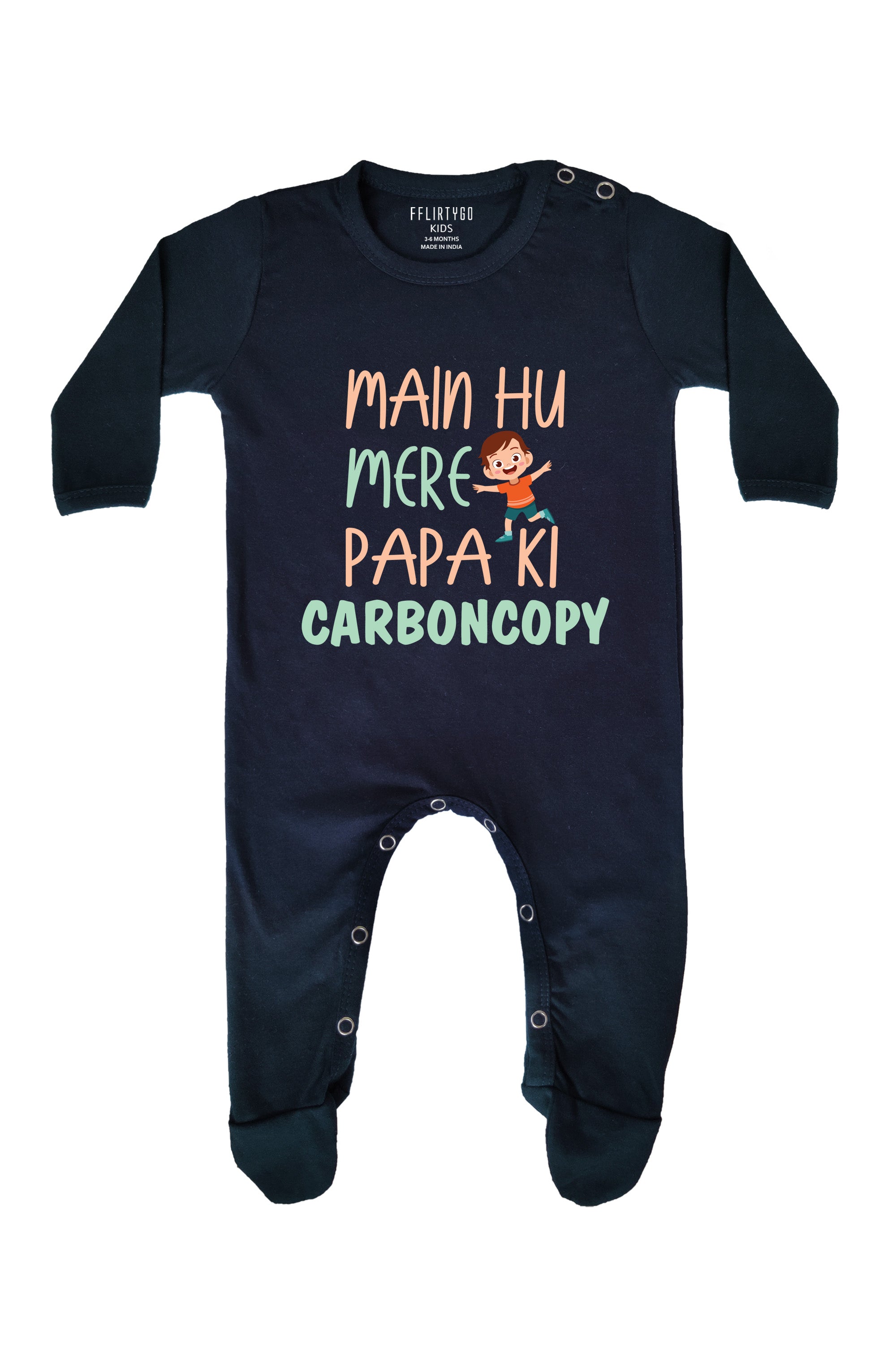 Main Hu Mere Papa Ki Carboncopy Boy Baby Romper | Onesies