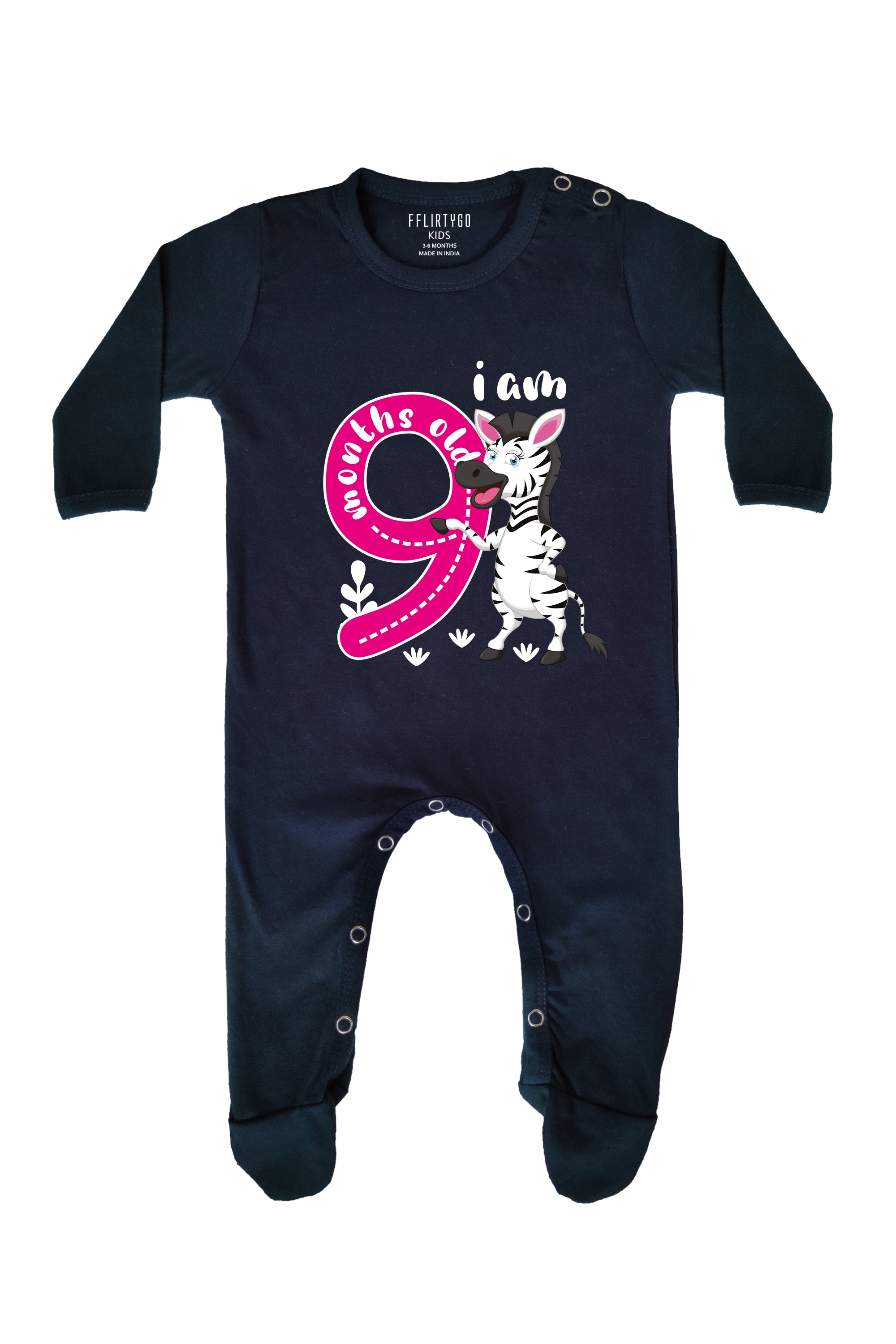 Nine Month Milestone Baby Romper | Onesies - Zebra