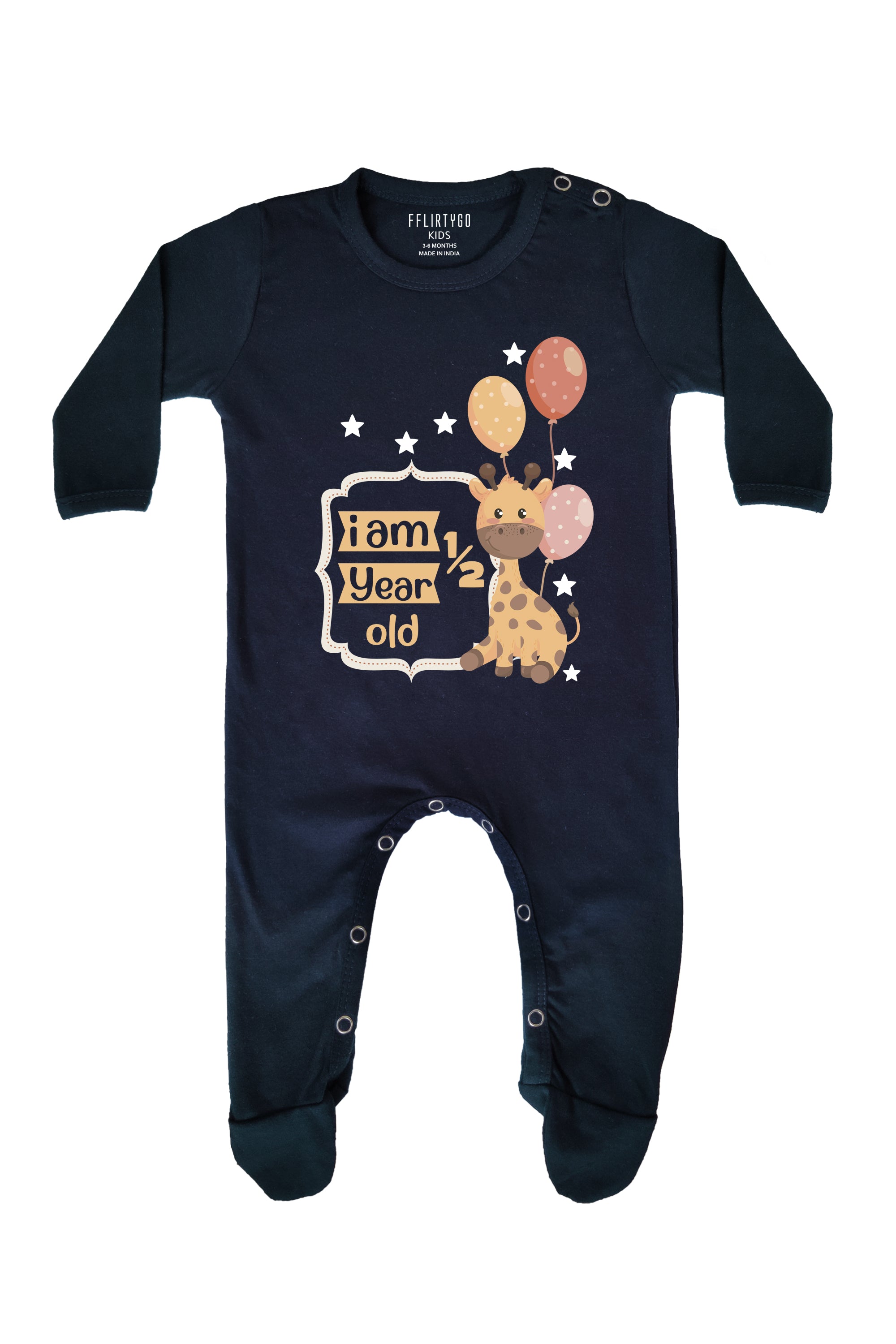 I am half year old Baby Romper | Onesies - Giraffe Romper