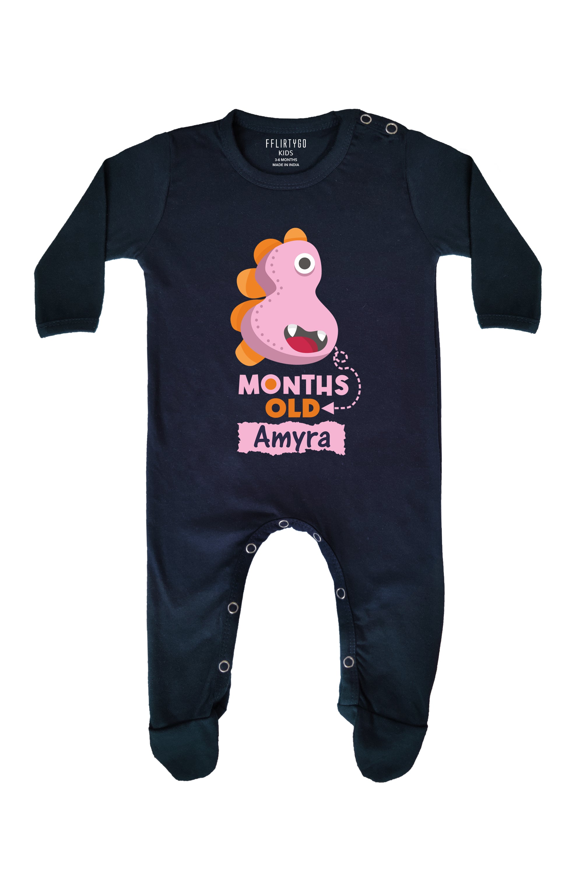 Eight Month Milestone Baby Romper | Onesies w/ Custom Name