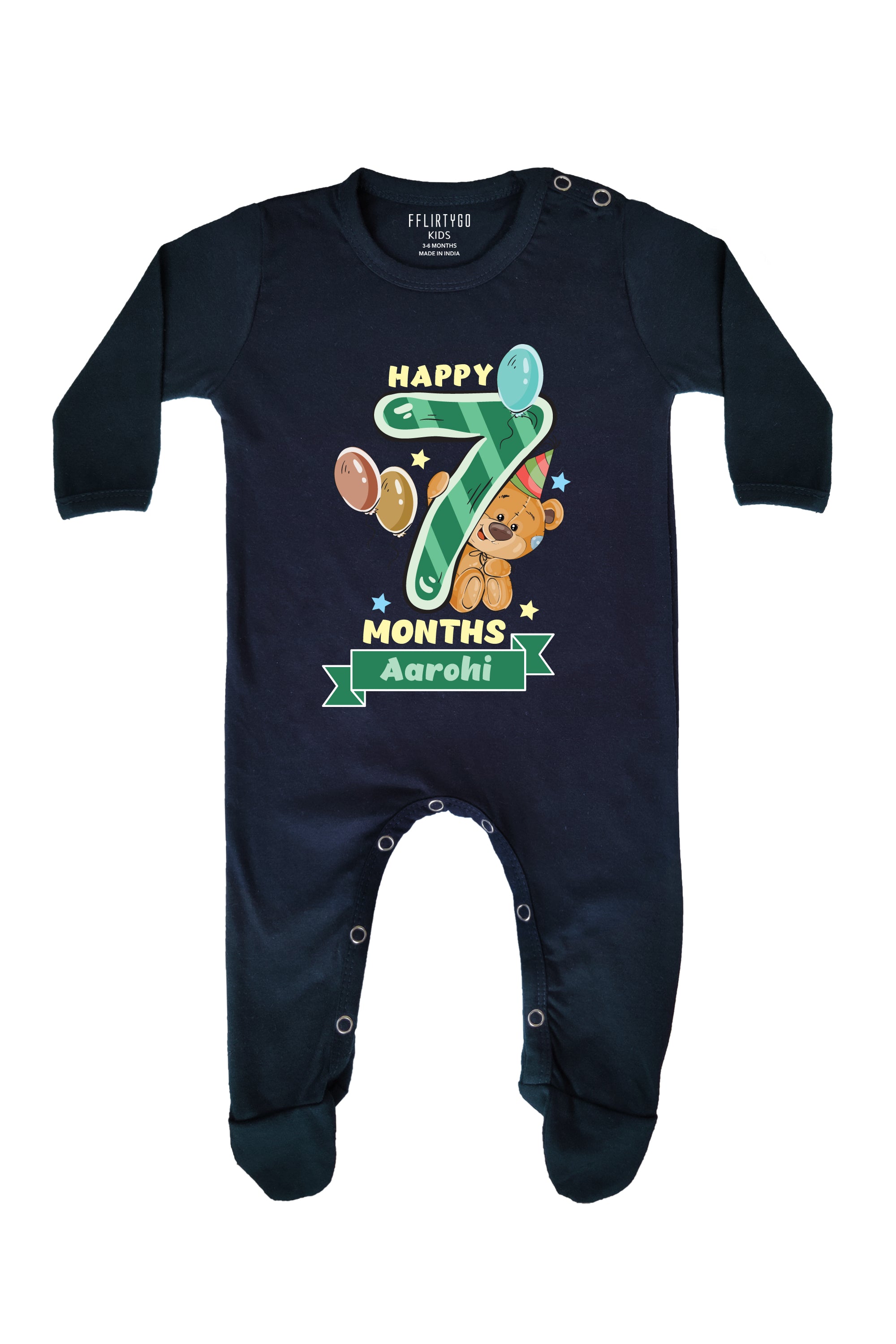 Happy Seven Months Milestone Baby Romper | Onesies w/ Custom Name