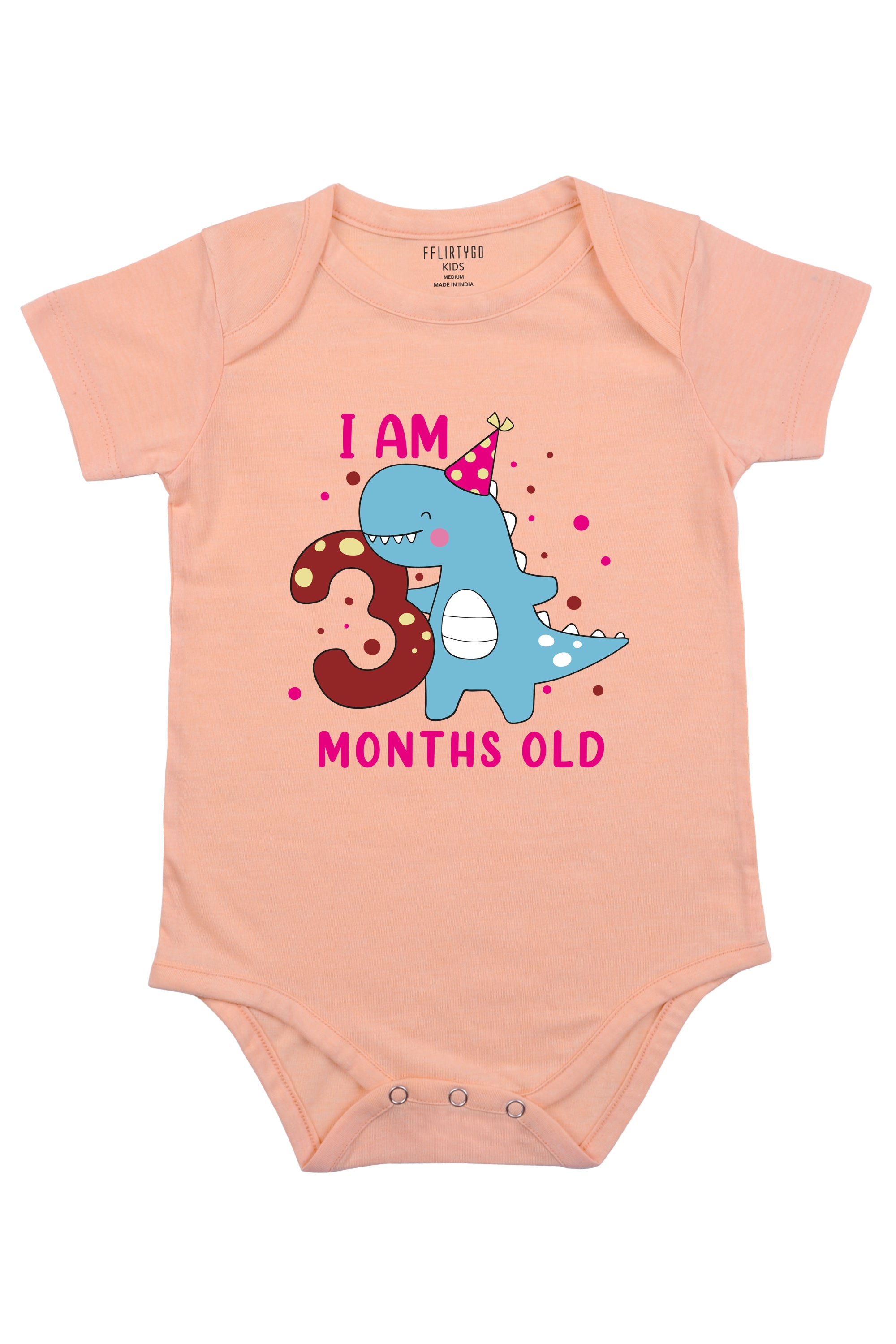 Happy Dino - I am 3 Months Old Baby Romper | Onesies