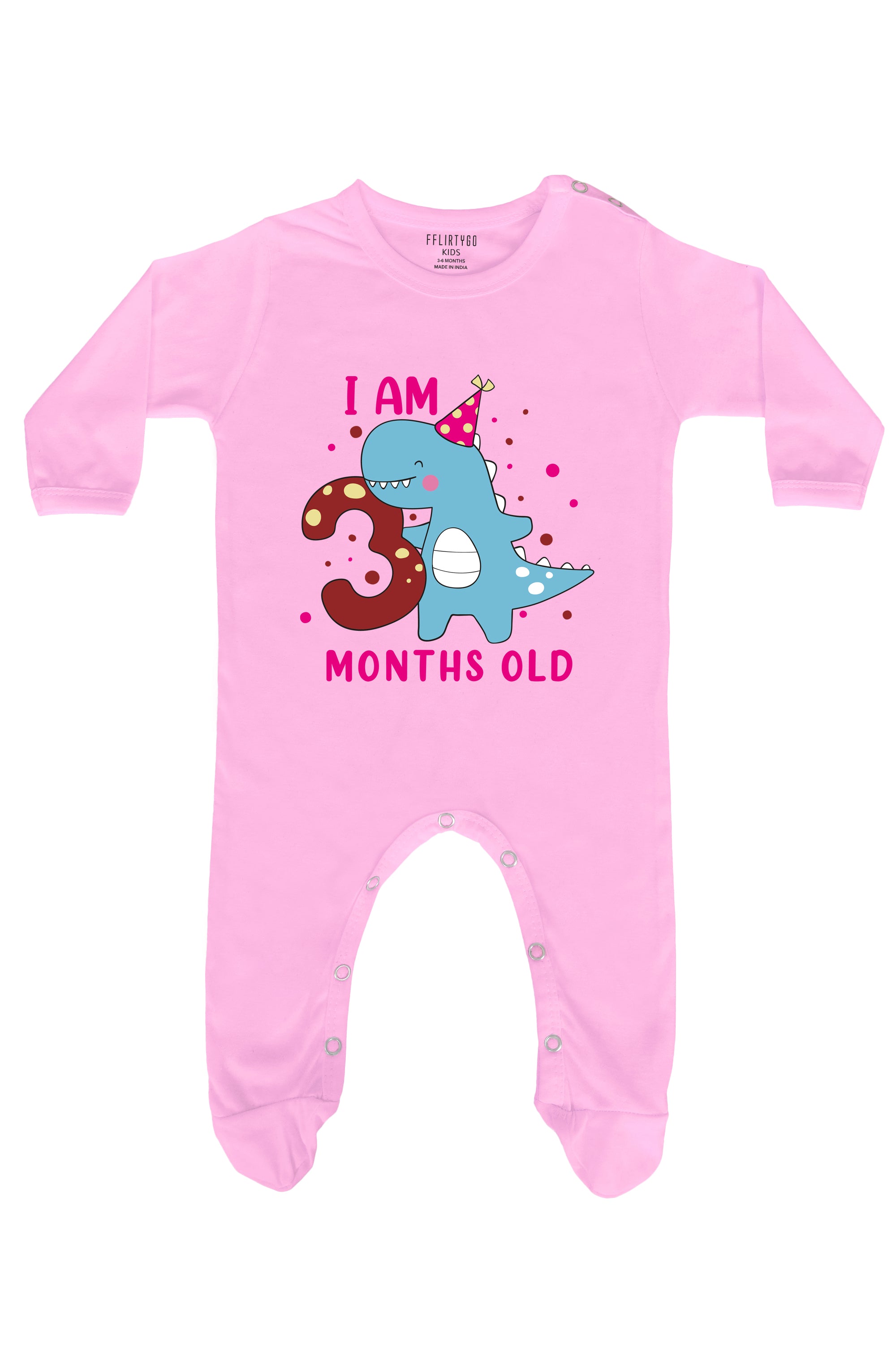 Happy Dino - I am 3 Months Old Baby Romper | Onesies