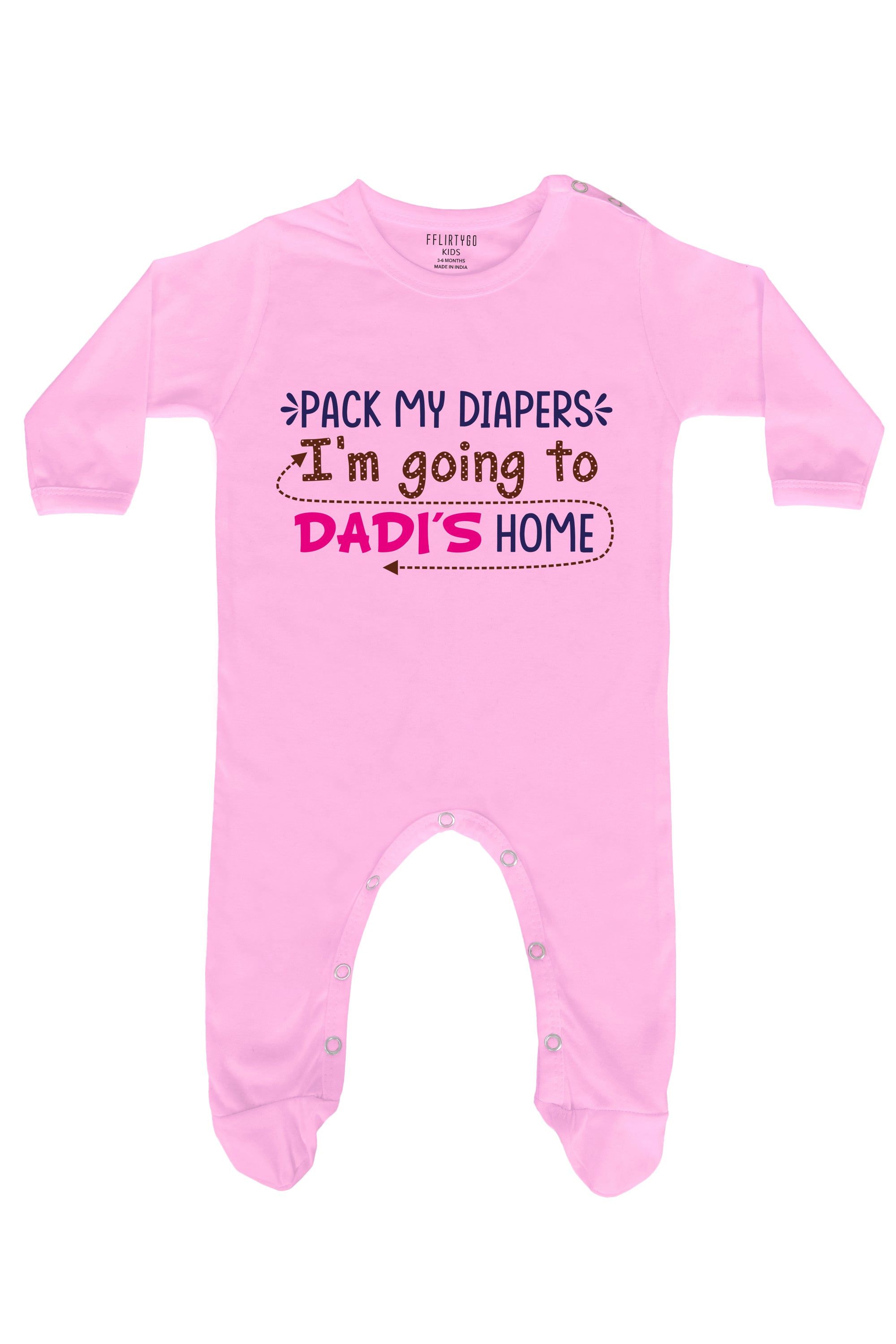 Pack My Diapers I'M Going To Dadi's Home Baby Romper | Onesies