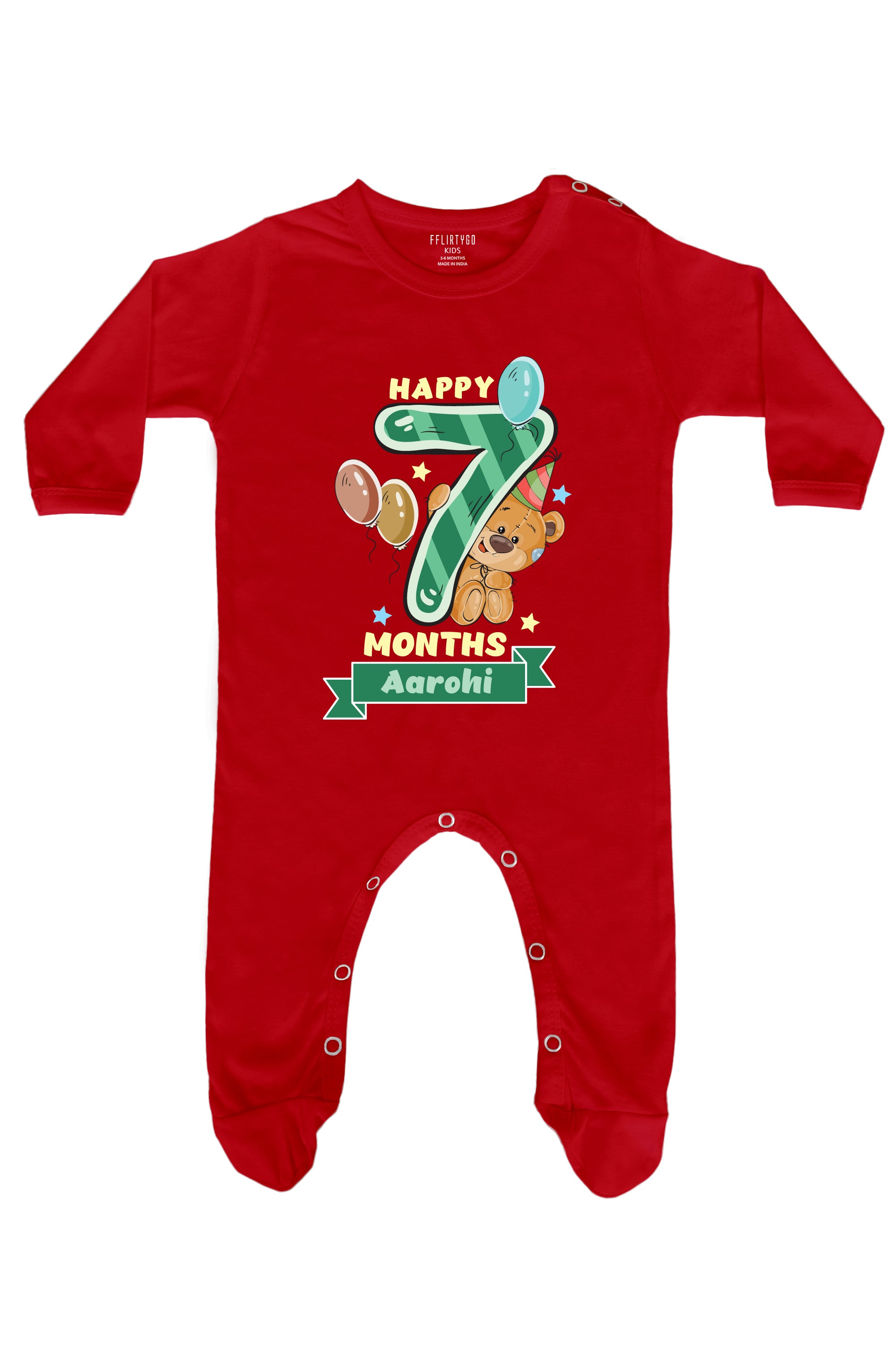 Happy Seven Months Milestone Baby Romper | Onesies w/ Custom Name