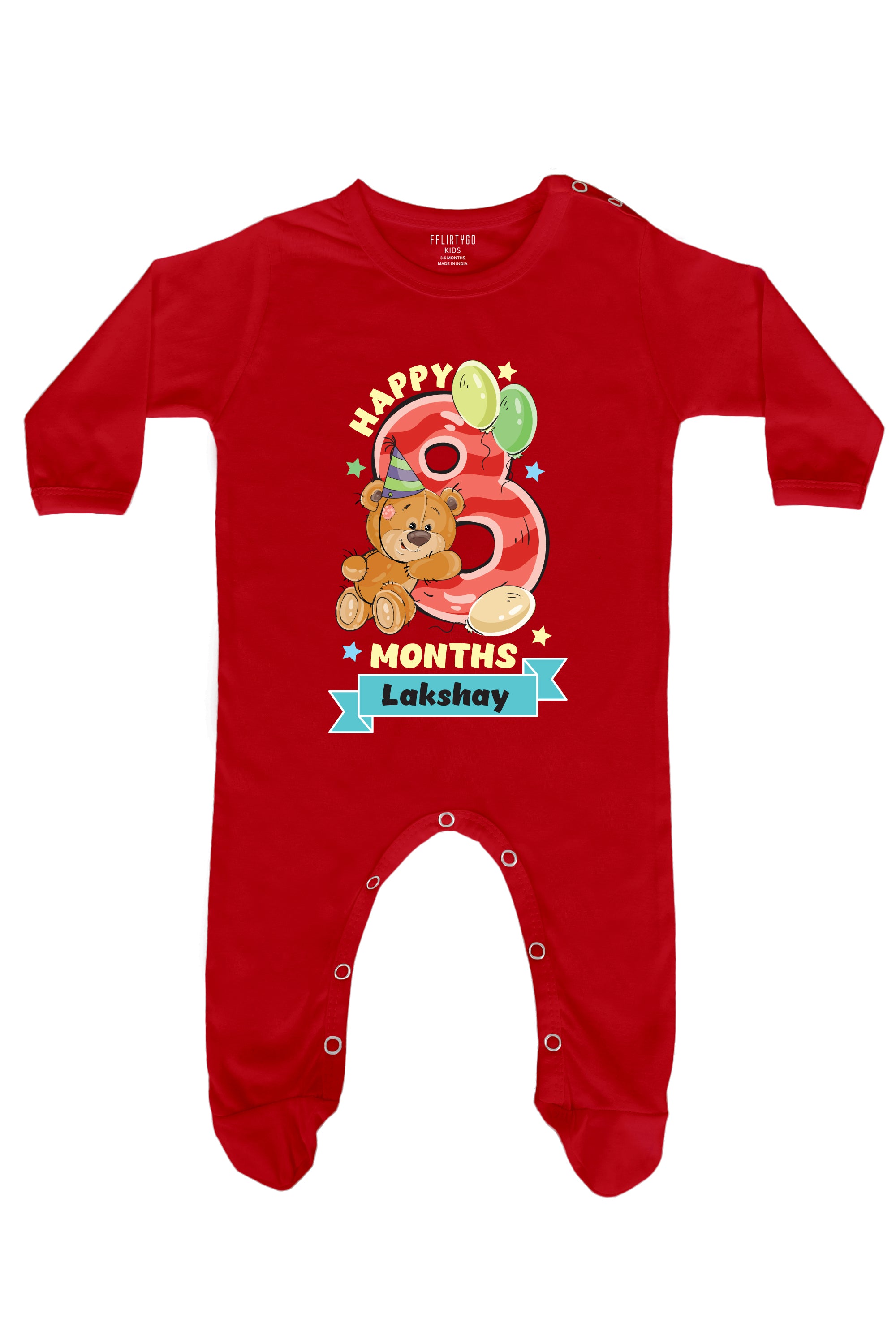 Happy Eight Months Milestone Baby Romper | Onesies w/ Custom Name