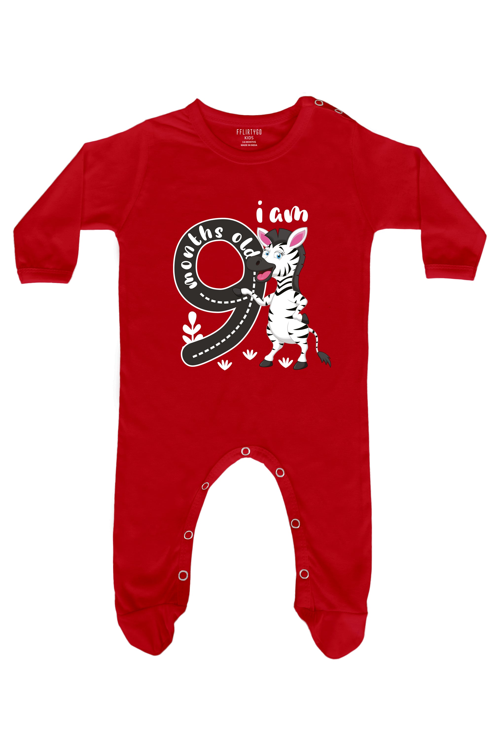 Nine Month Milestone Baby Romper | Onesies - Zebra