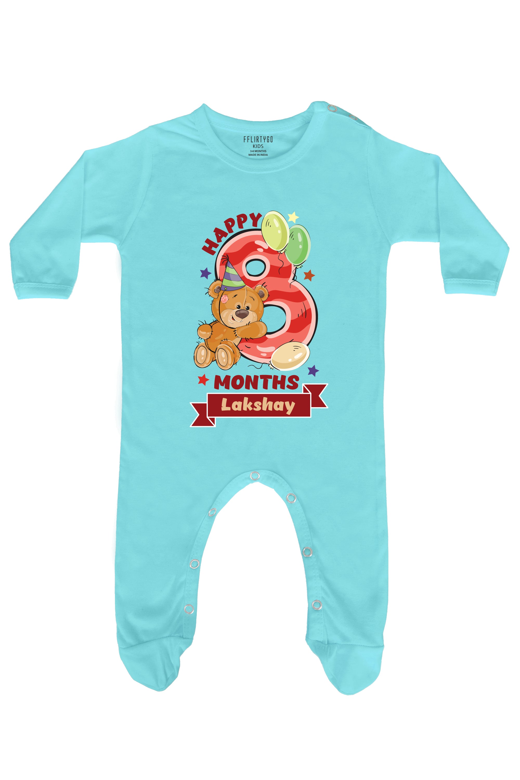 Happy Eight Months Milestone Baby Romper | Onesies w/ Custom Name