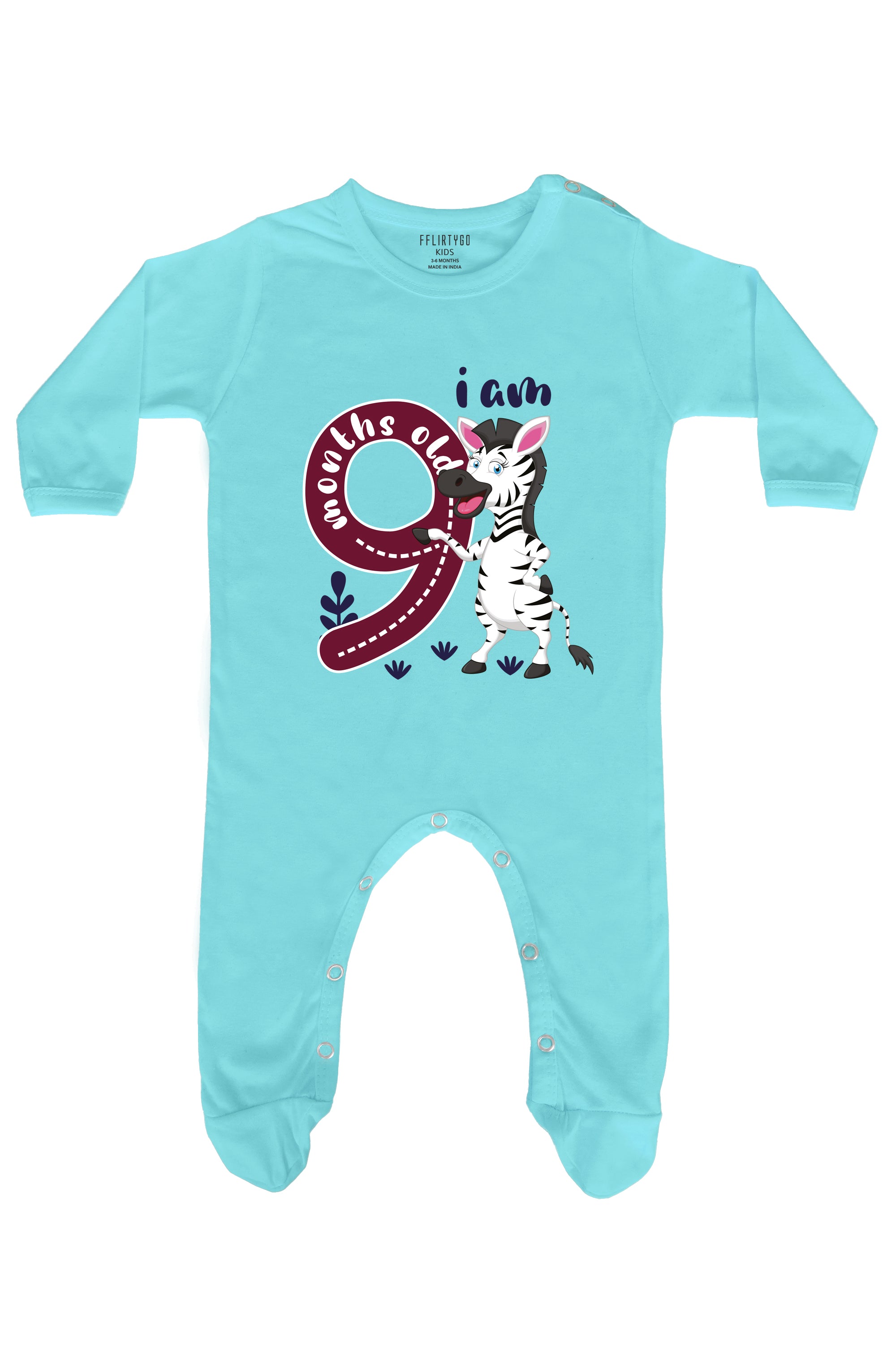 Nine Month Milestone Baby Romper | Onesies - Zebra