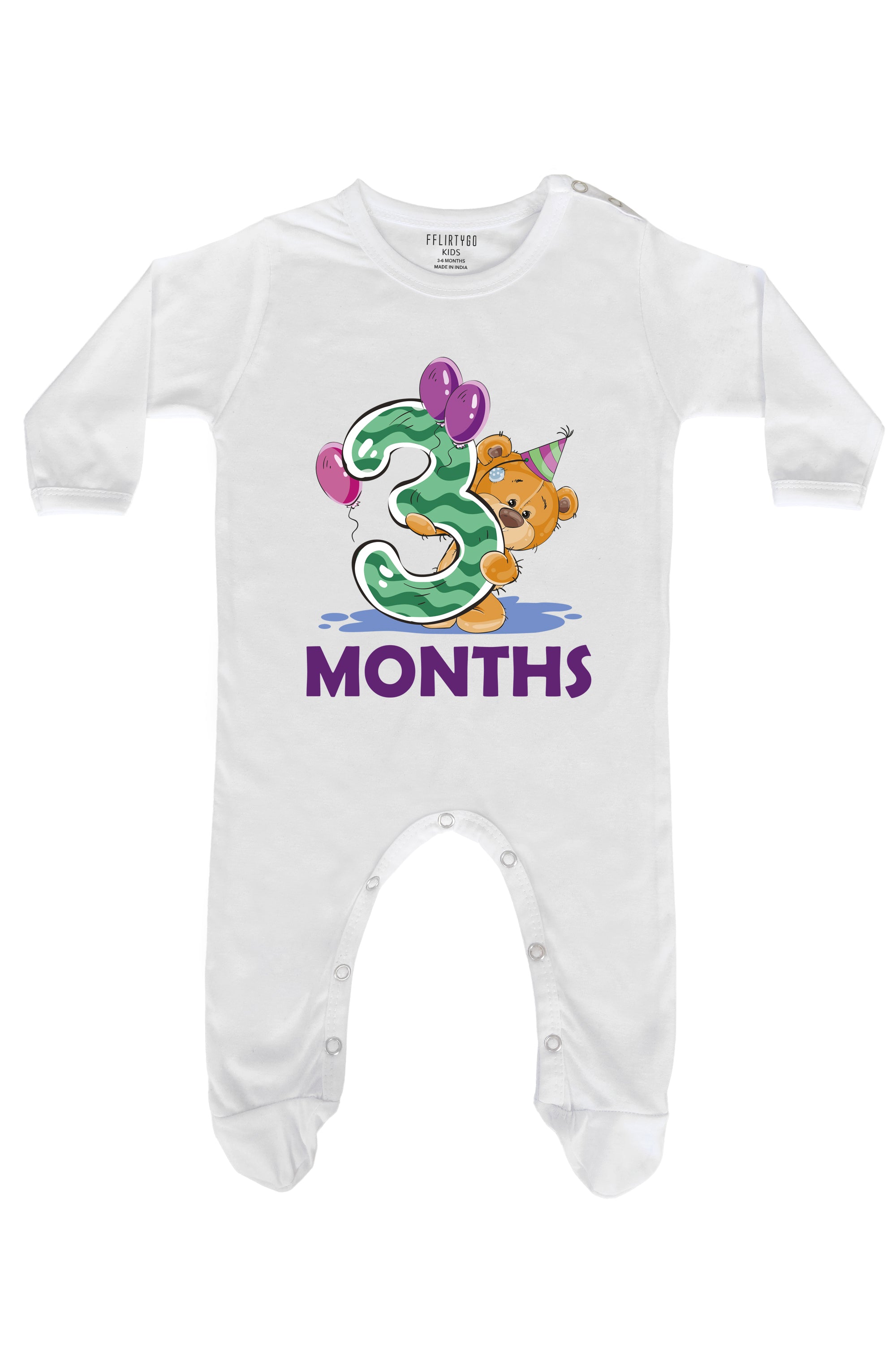 Three Months Milestone - Teddy Baby Romper | Onesies