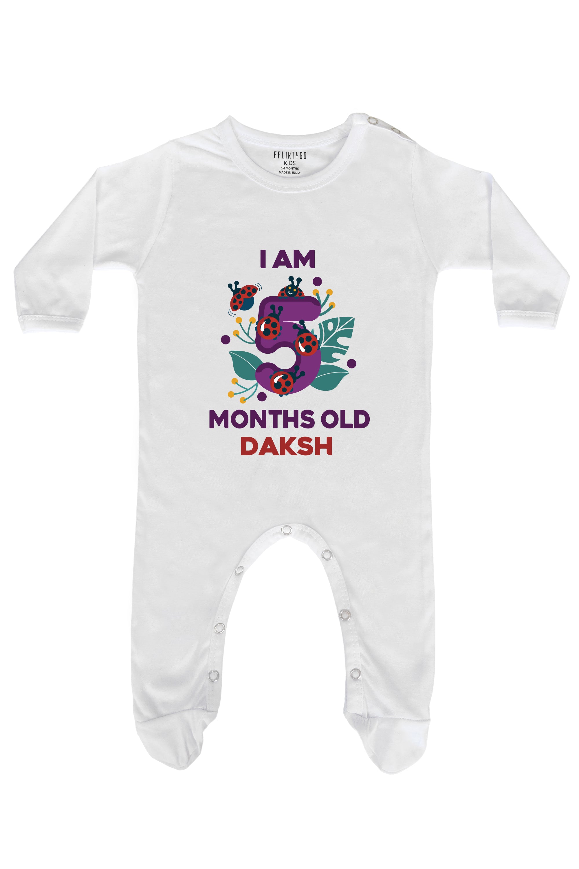 Five Month Birthday Baby Romper | Onesies w/ Custom Name