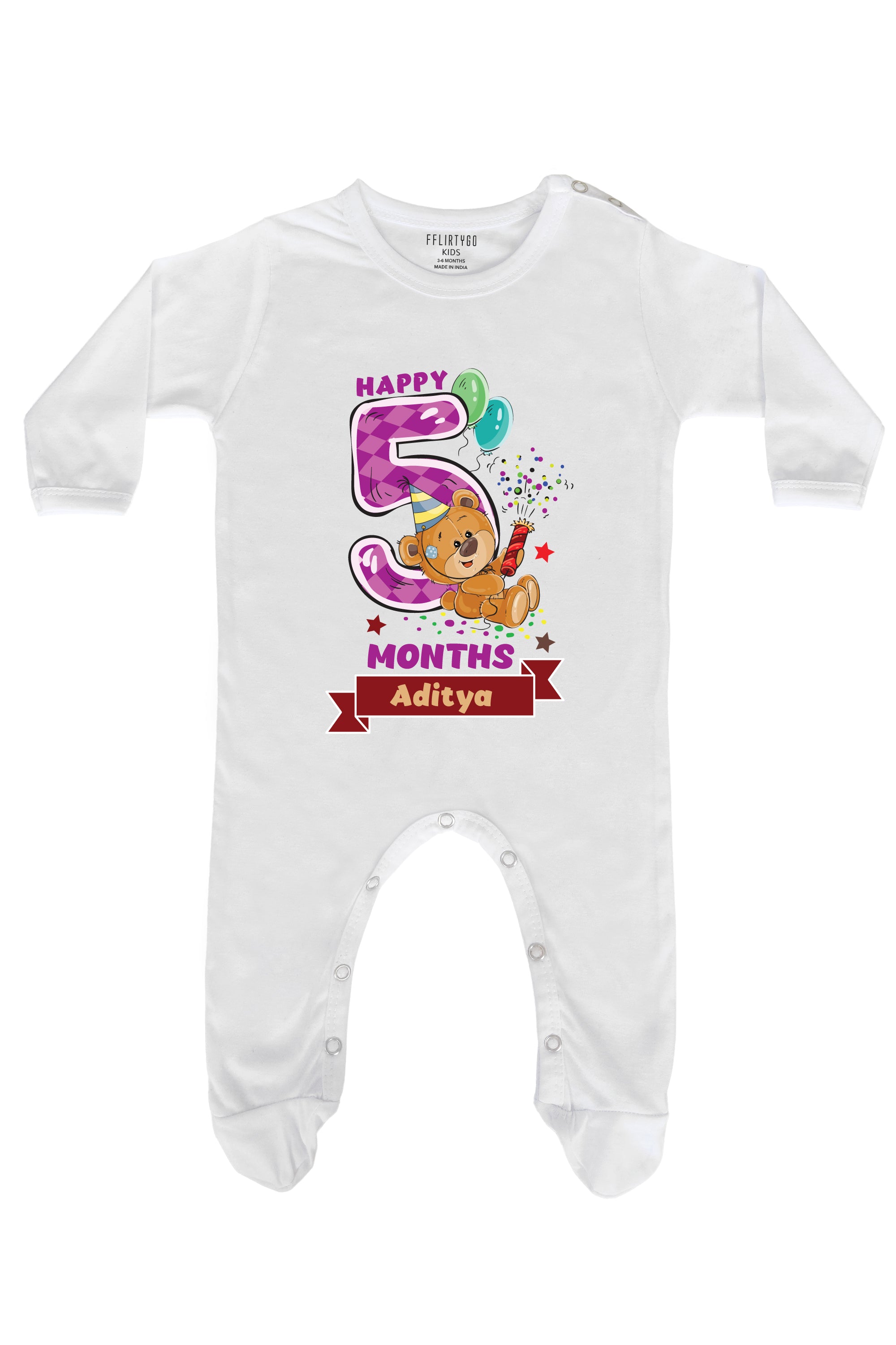 Happy 5 Months Milestone Baby Romper | Onesies w/ Custom Name