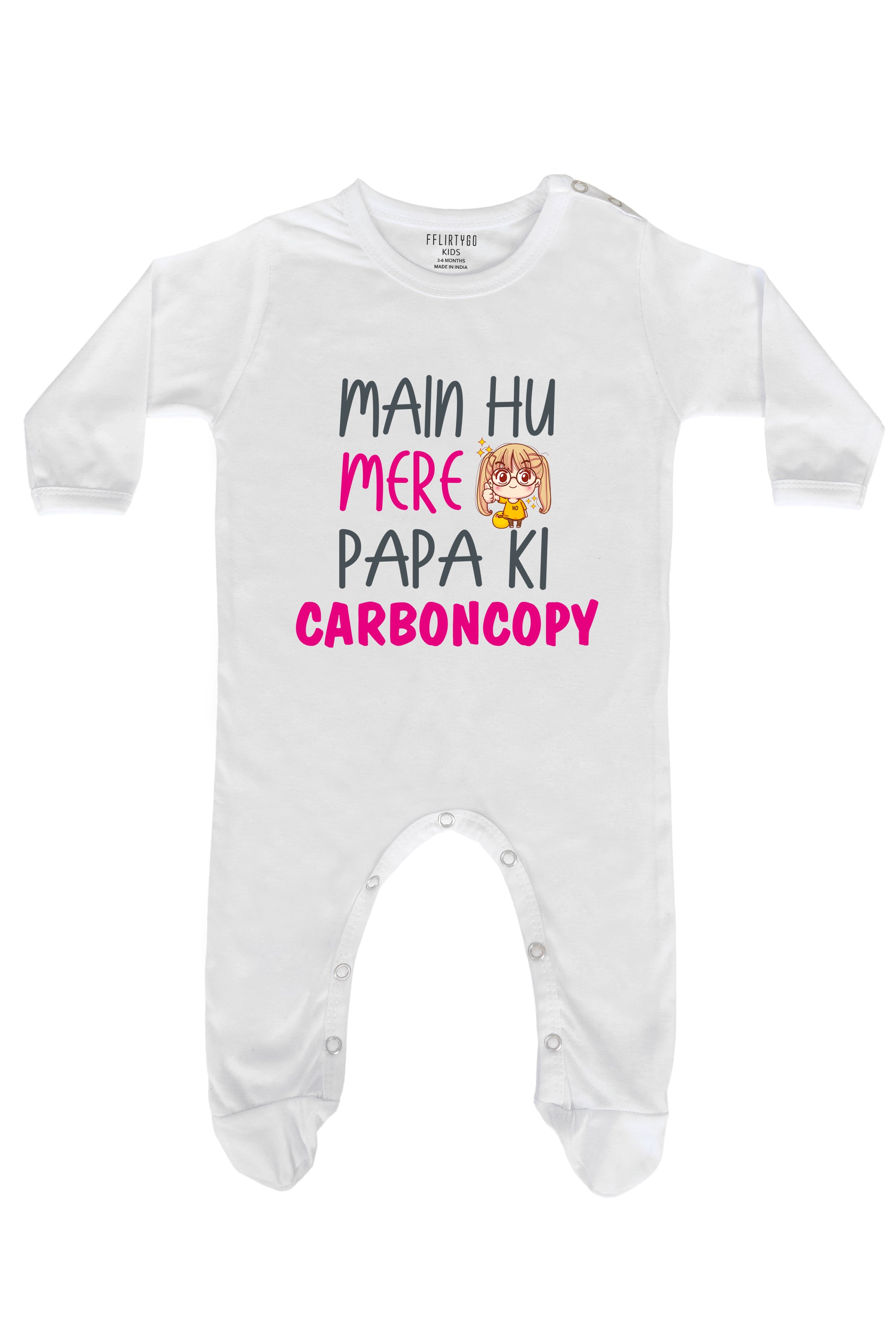 Main Hu Mere Papa Ki Carboncopy Girl Baby Romper | Onesies