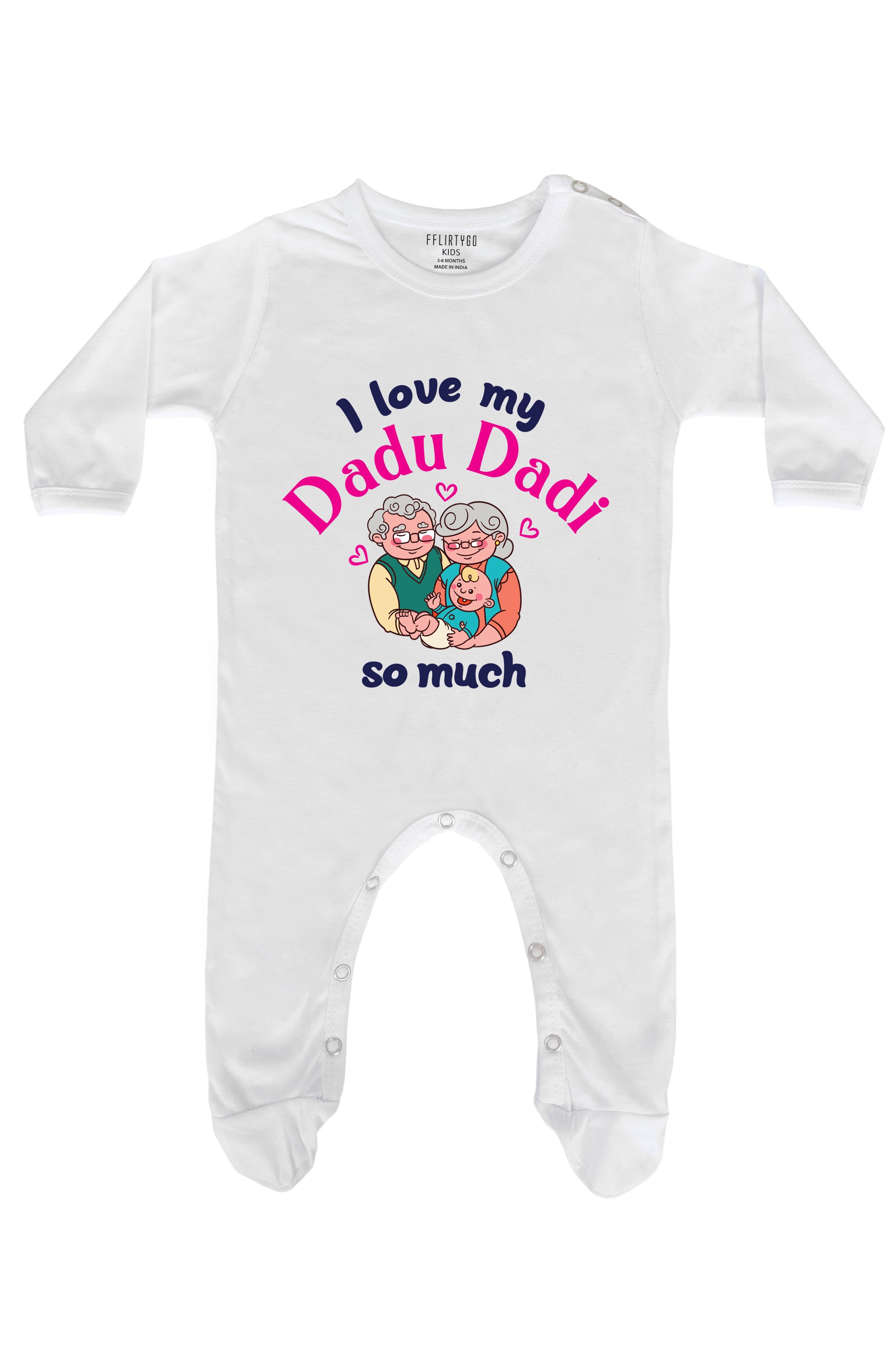 I Love My Dadu Dadi So Much Baby Romper | Onesies