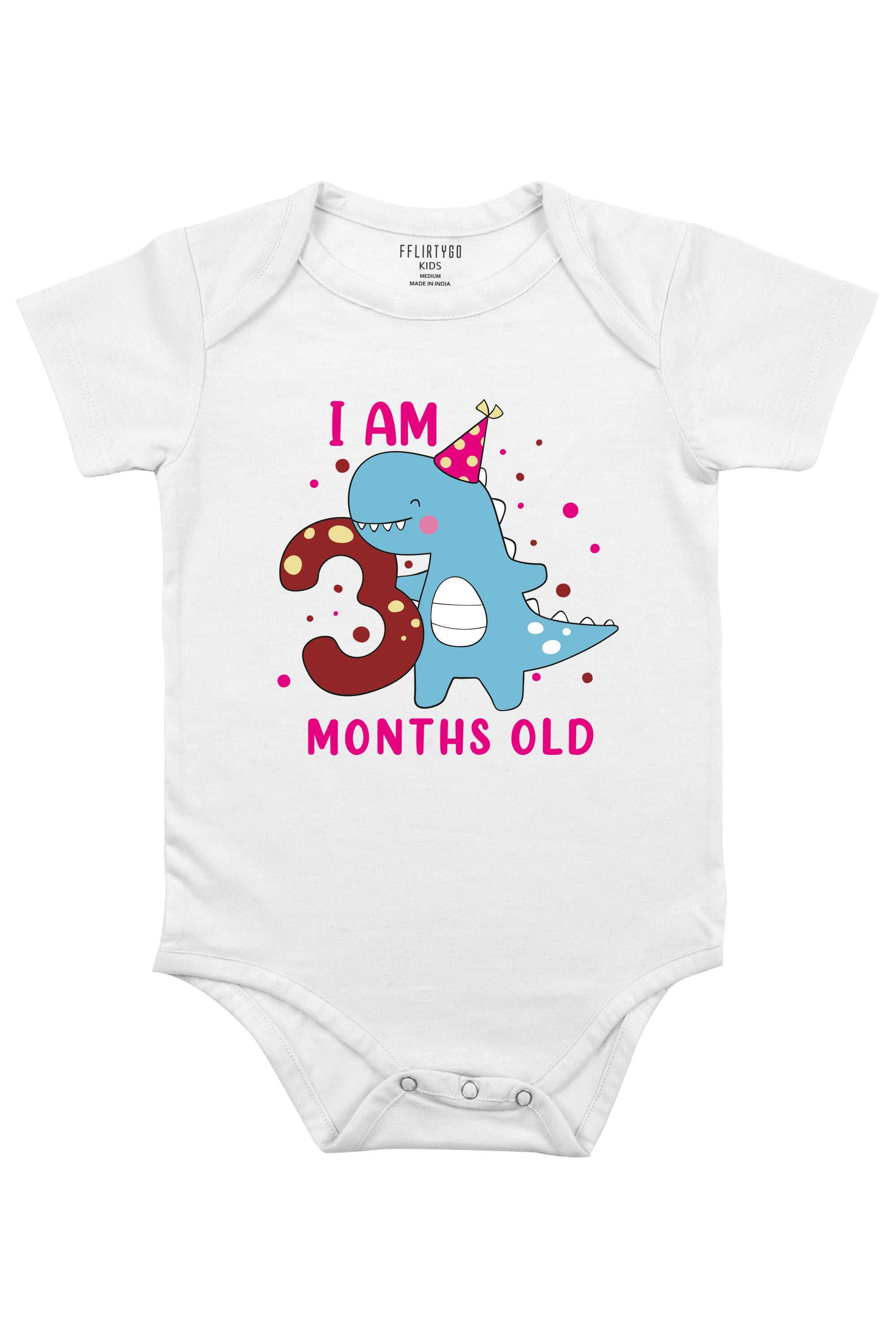 Happy Dino - I am 3 Months Old Baby Romper | Onesies