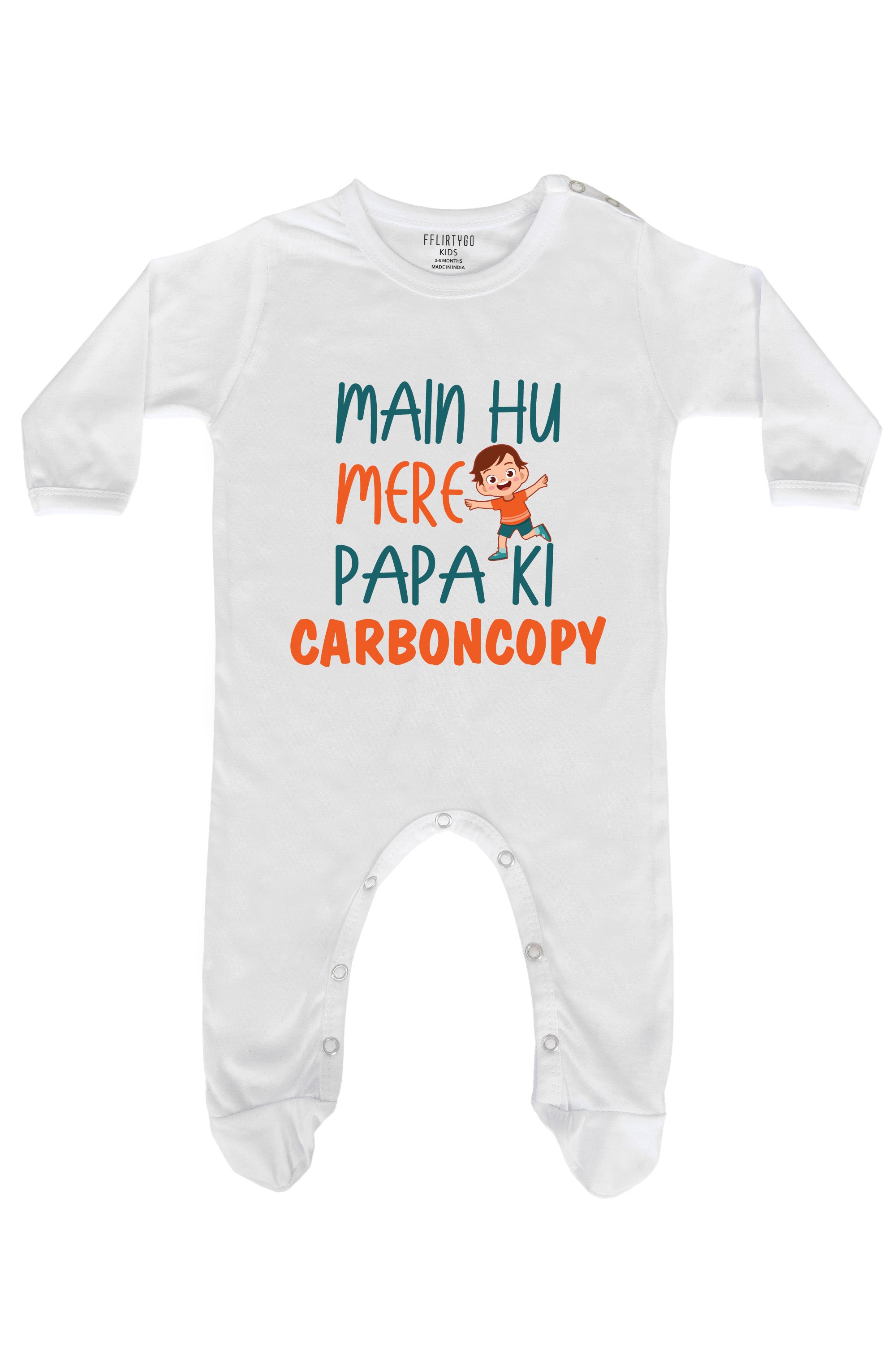 Main Hu Mere Papa Ki Carboncopy Boy Baby Romper | Onesies