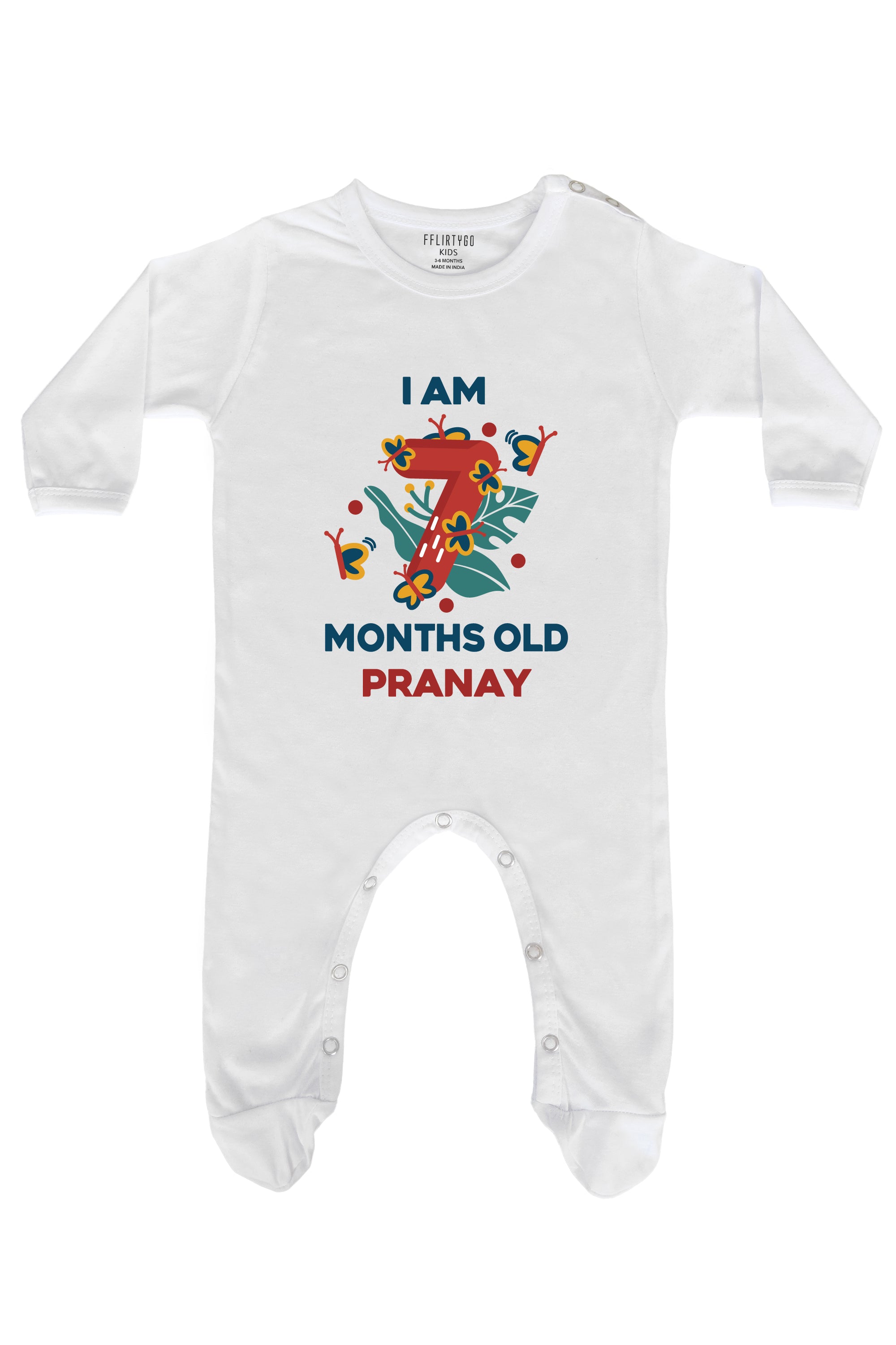 Seven Month Birthday Baby Romper | Onesies w/ Custom Name