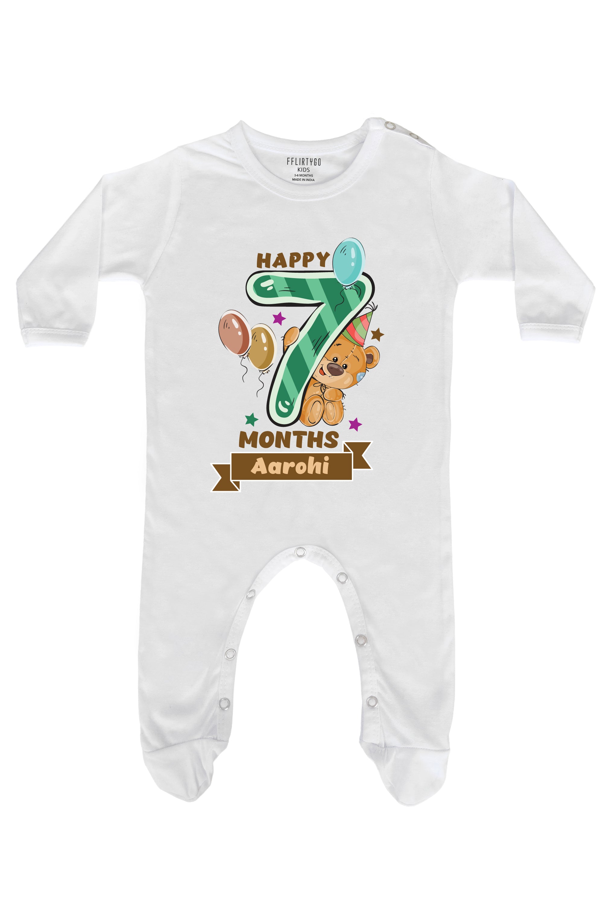 Happy Seven Months Milestone Baby Romper | Onesies w/ Custom Name