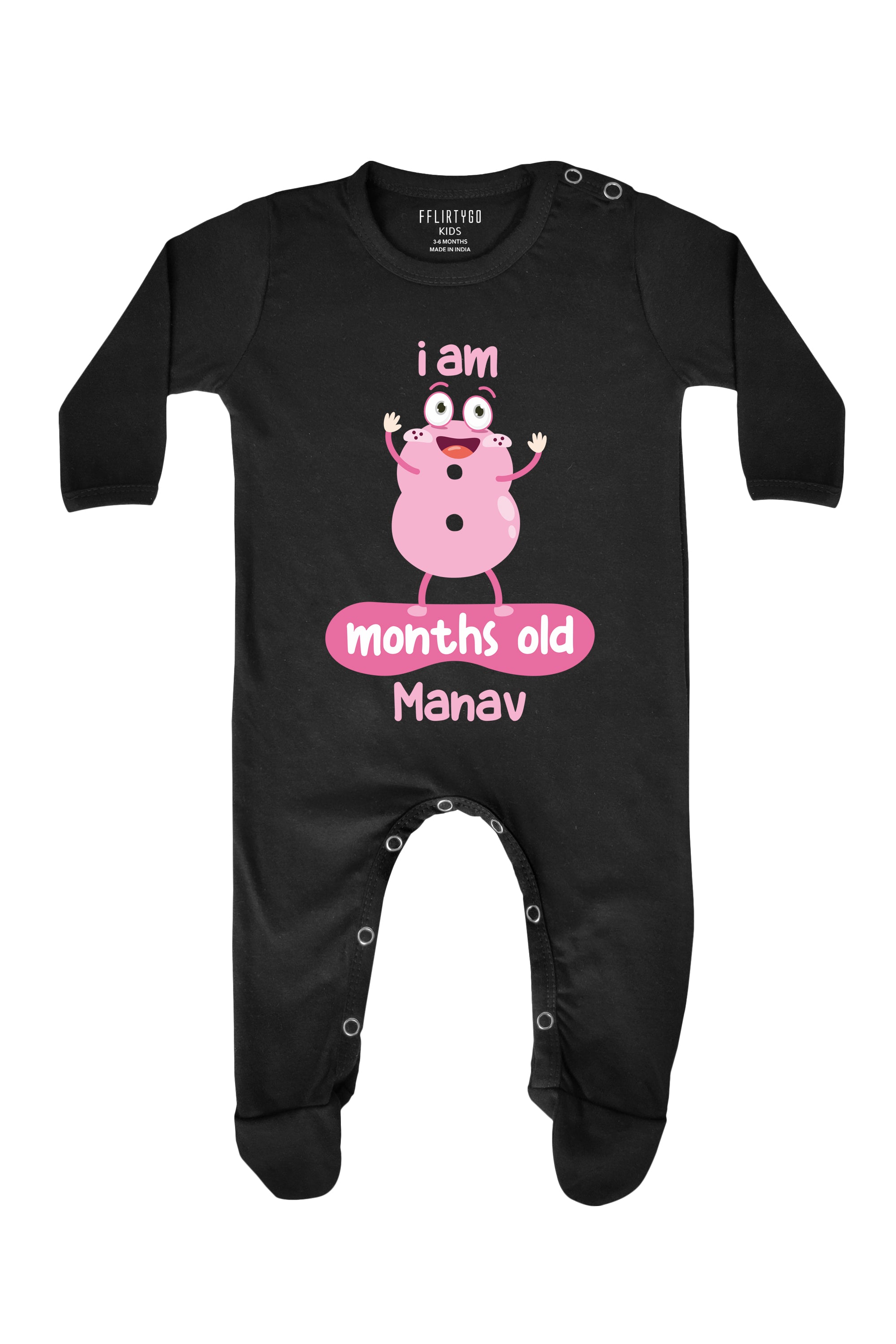 Eight Months Milestone Baby Romper | Onesies w/ Custom Name