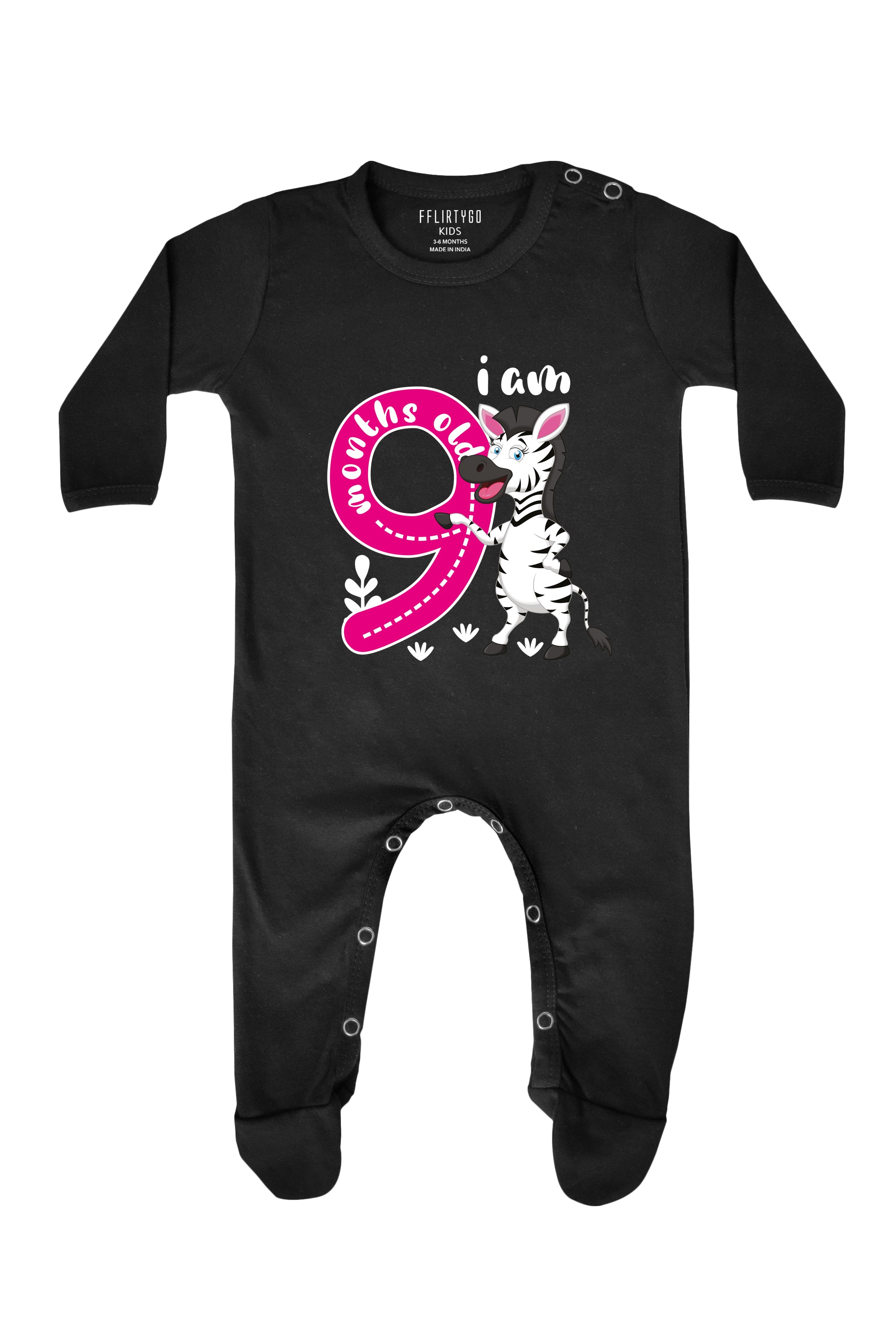 Nine Month Milestone Baby Romper | Onesies - Zebra