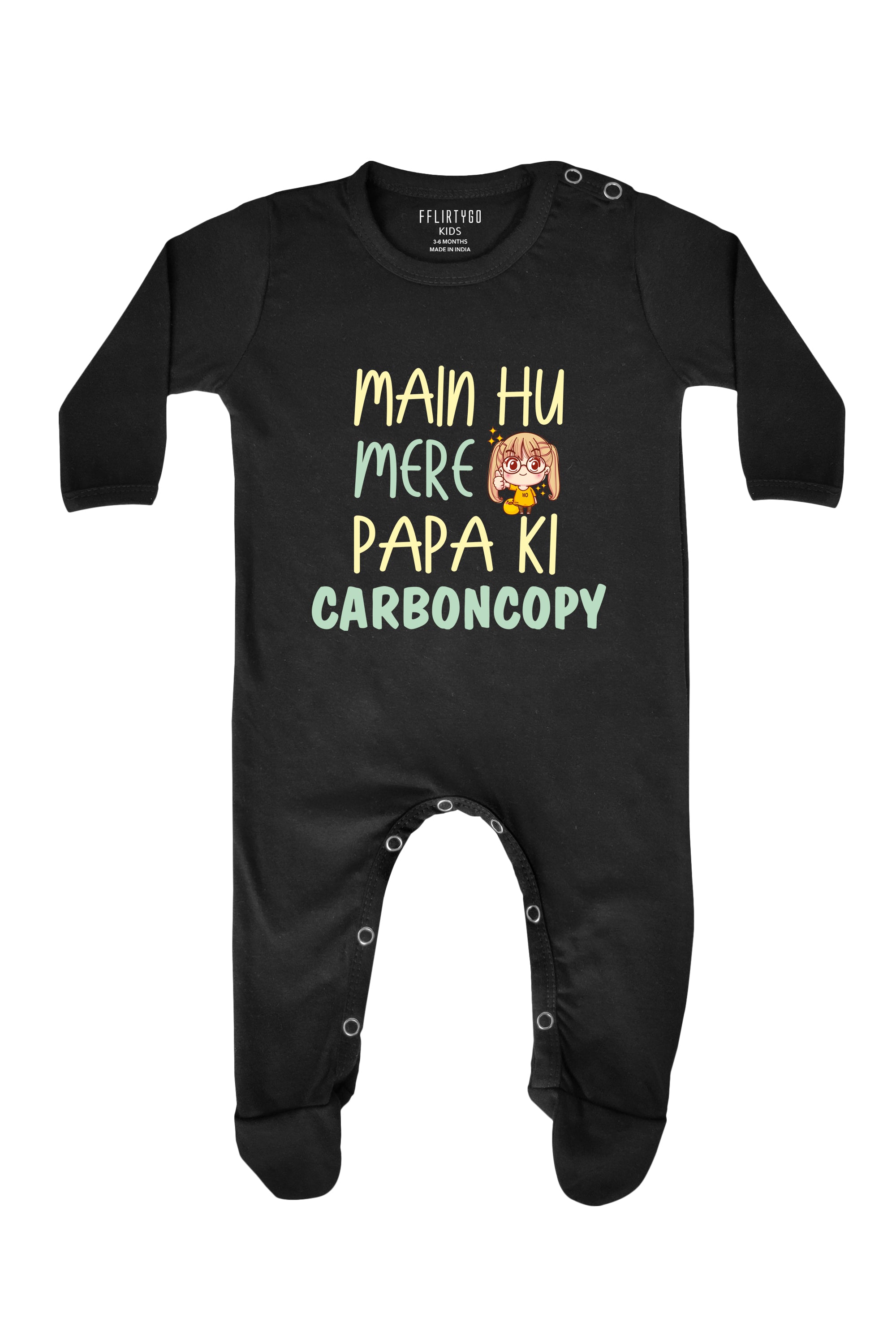 Main Hu Mere Papa Ki Carboncopy Girl Baby Romper | Onesies