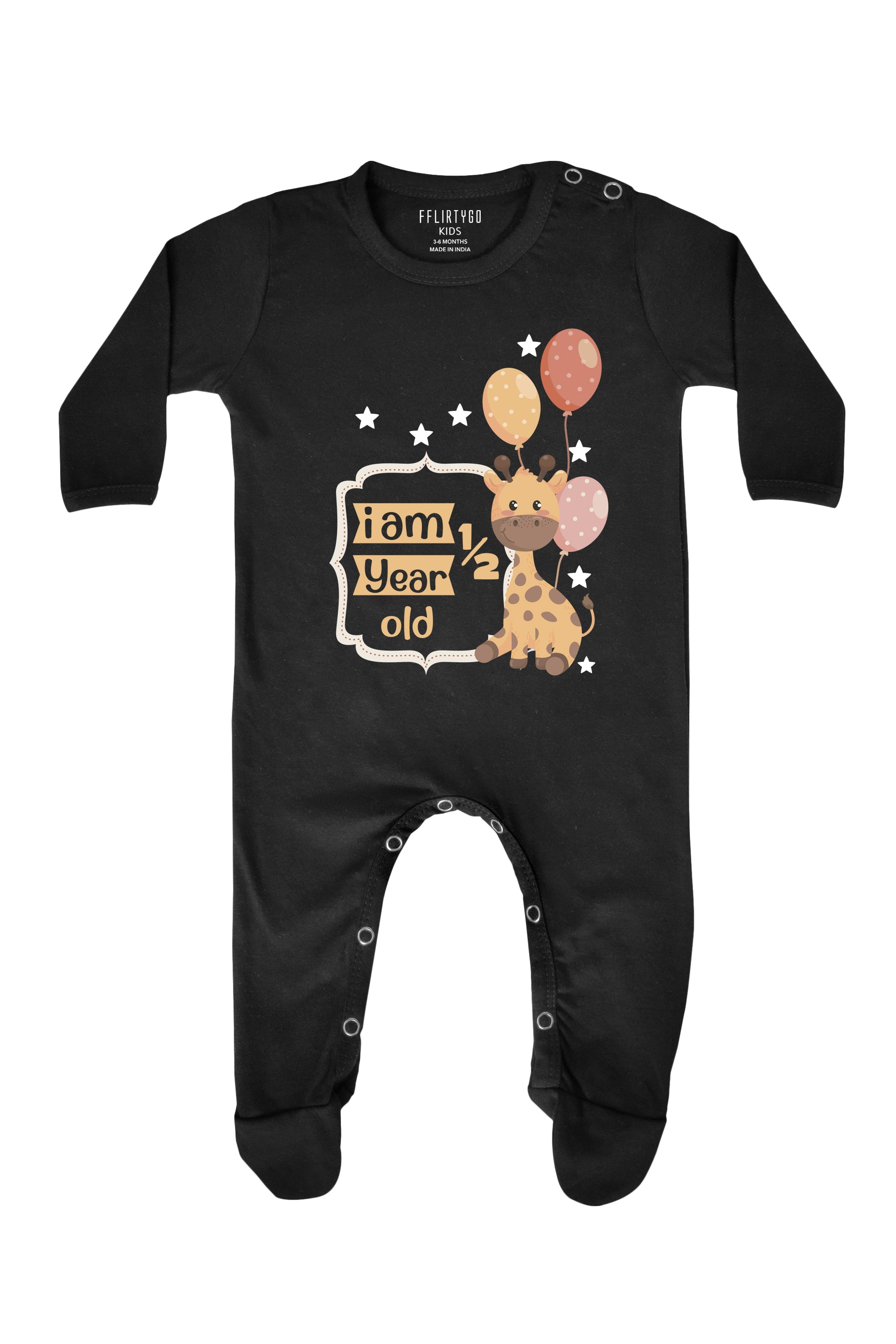 I am half year old Baby Romper | Onesies - Giraffe Romper