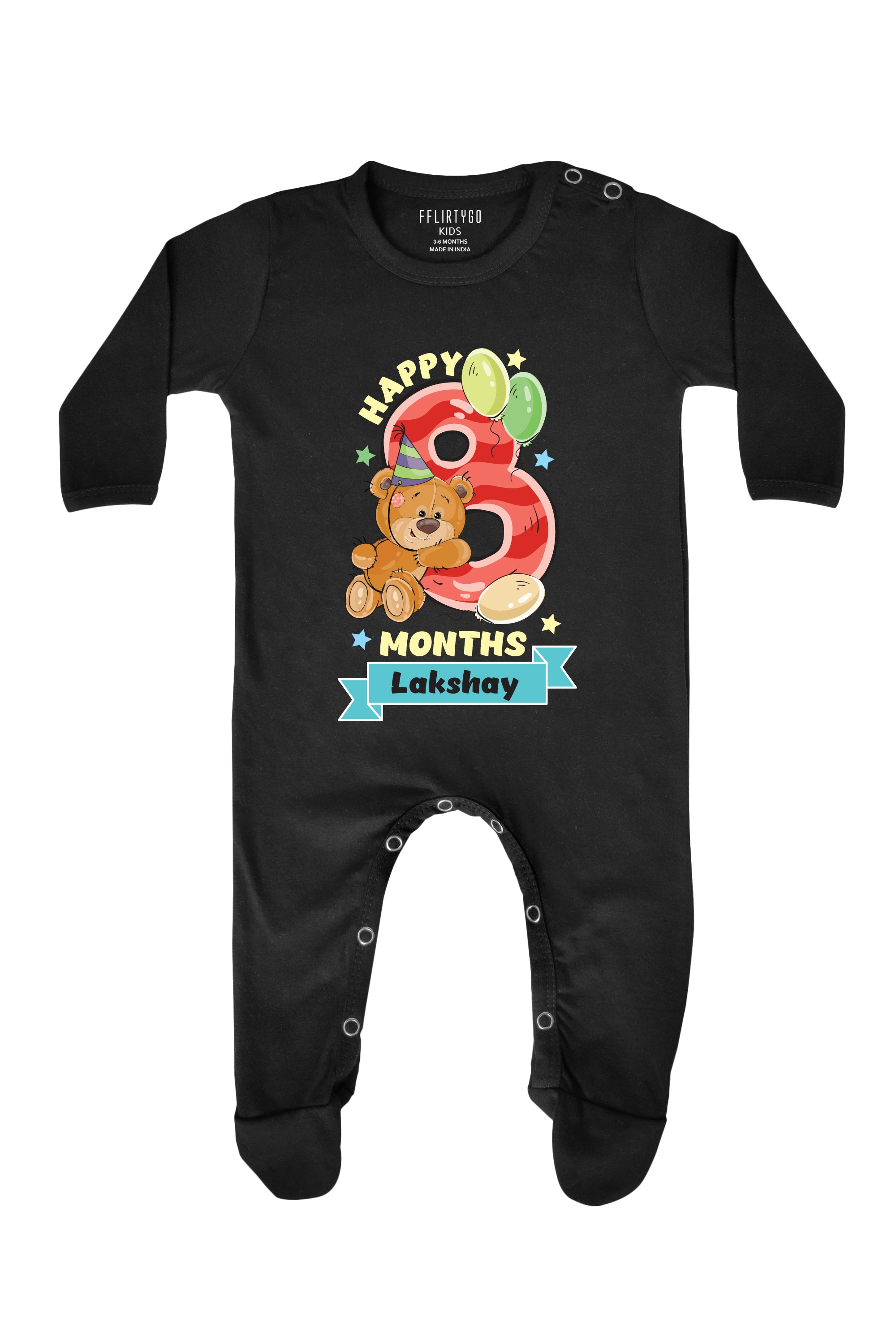 Happy Eight Months Milestone Baby Romper | Onesies w/ Custom Name