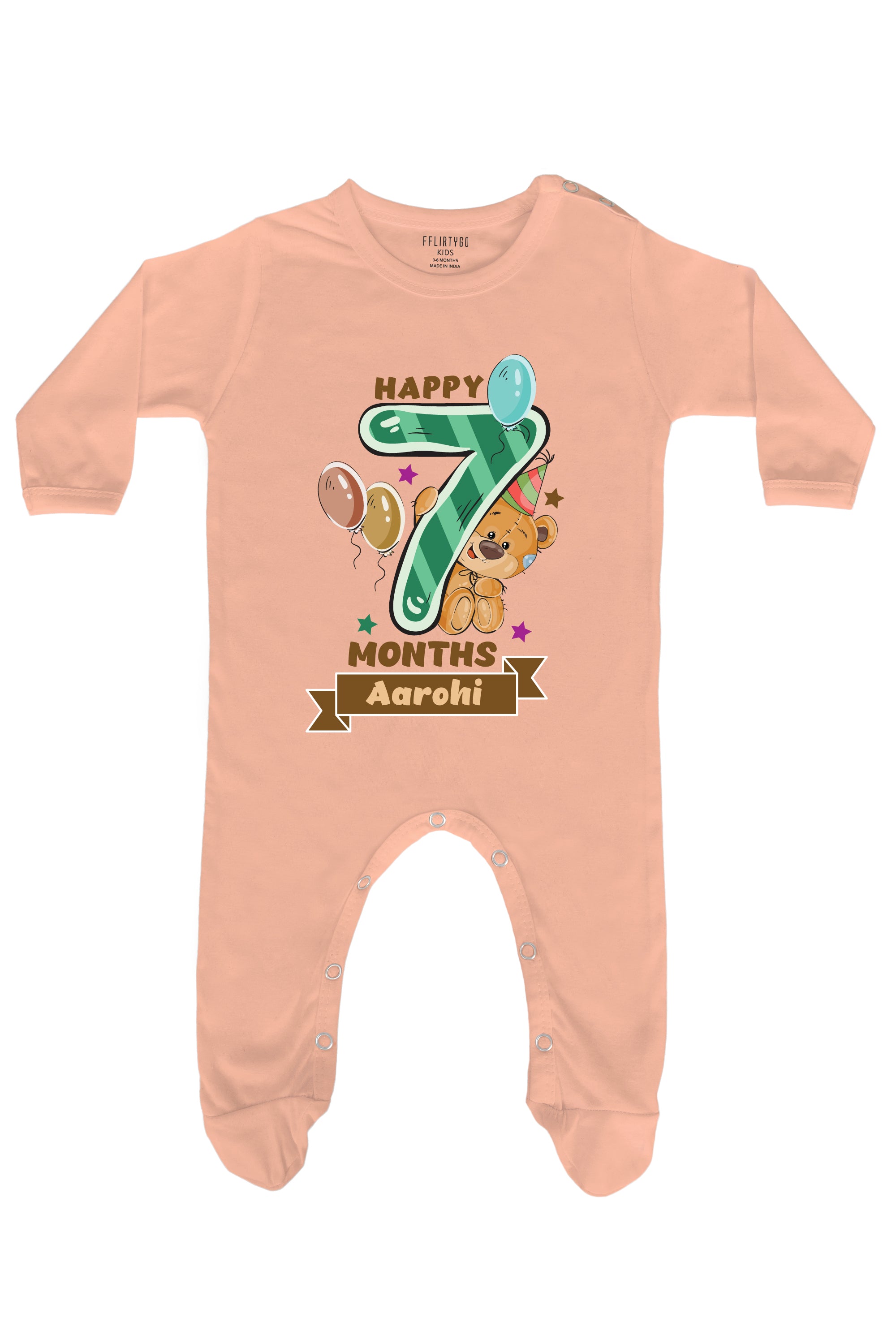 Happy Seven Months Milestone Baby Romper | Onesies w/ Custom Name