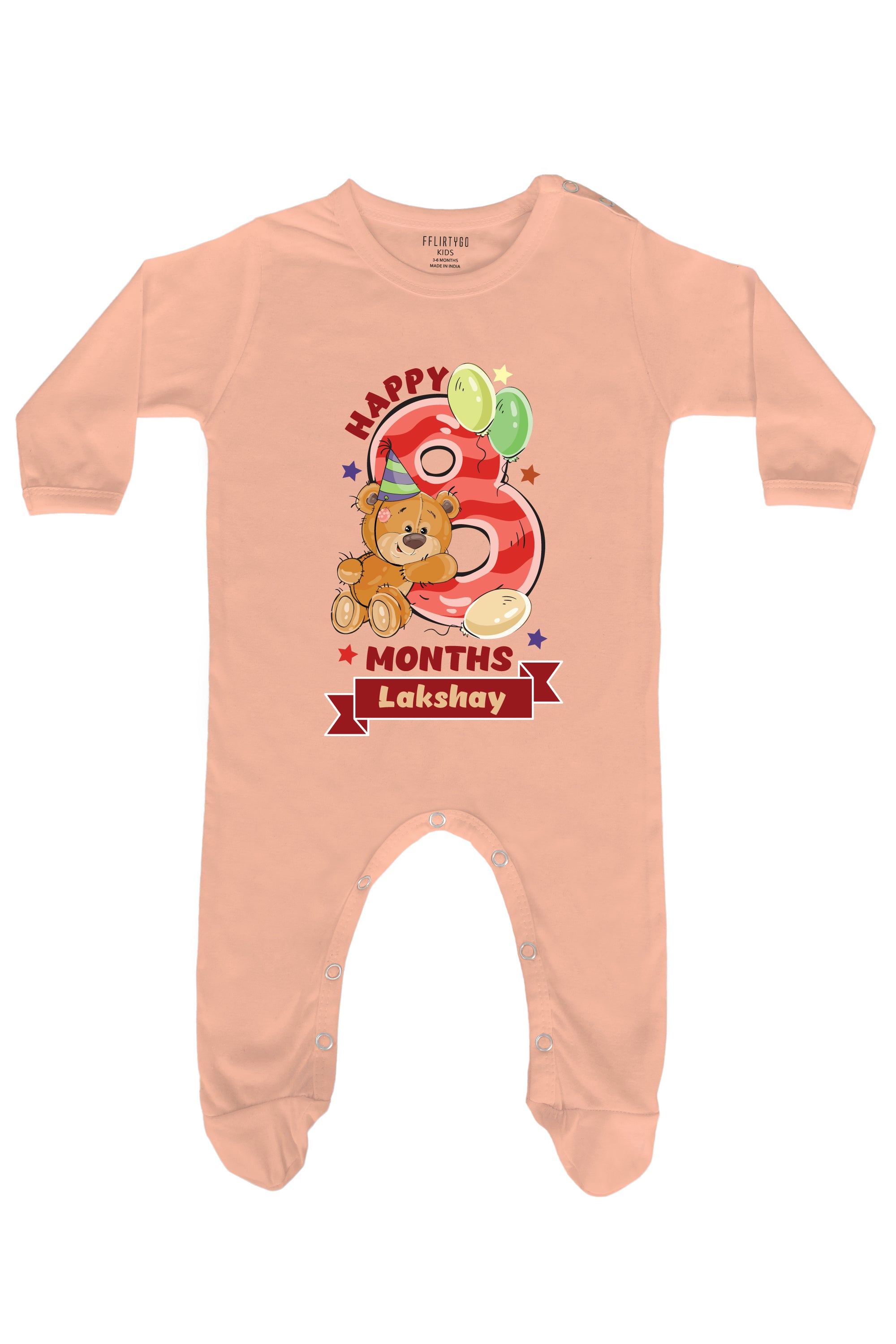 Happy Eight Months Milestone Baby Romper | Onesies w/ Custom Name