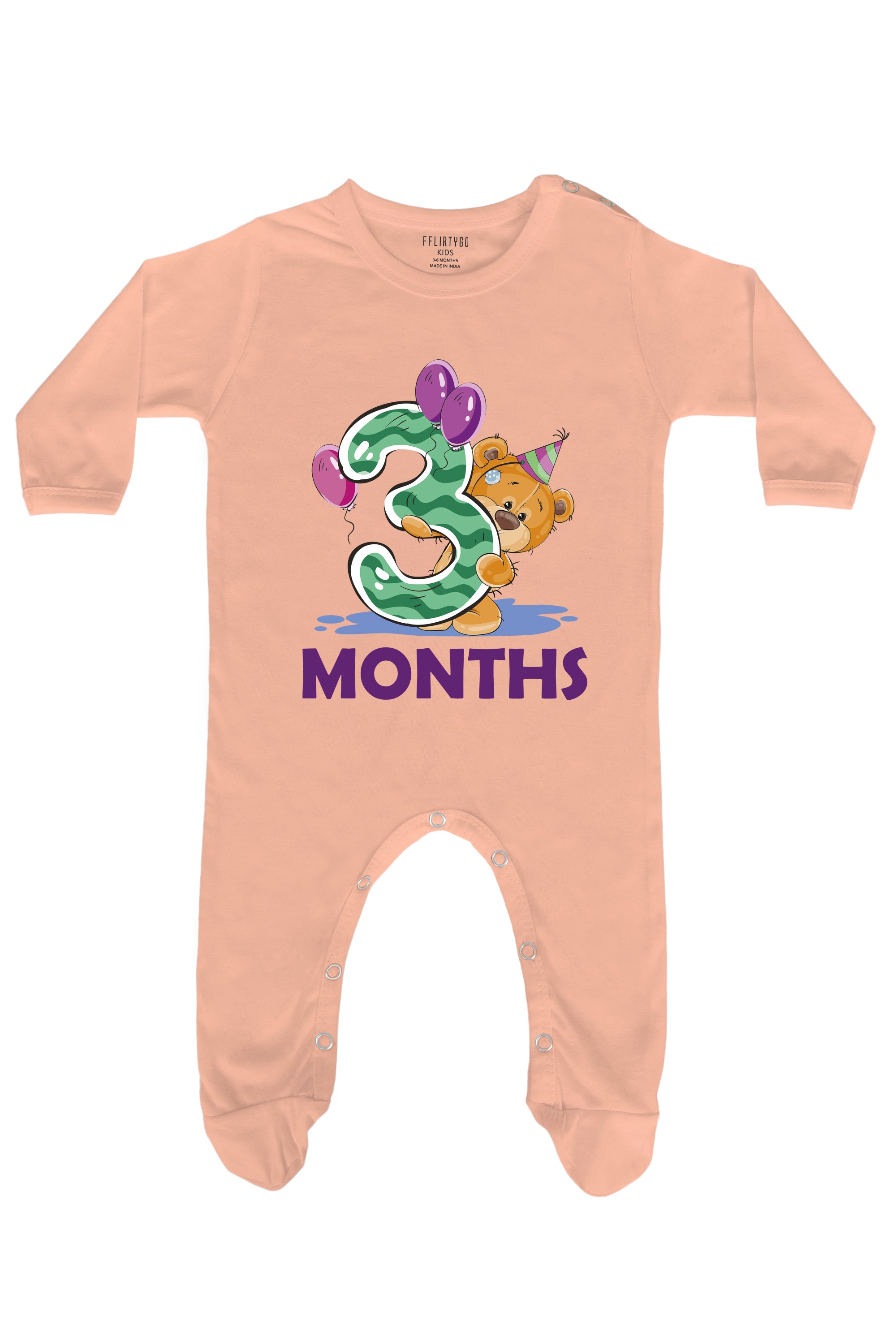 Three Months Milestone - Teddy Baby Romper | Onesies