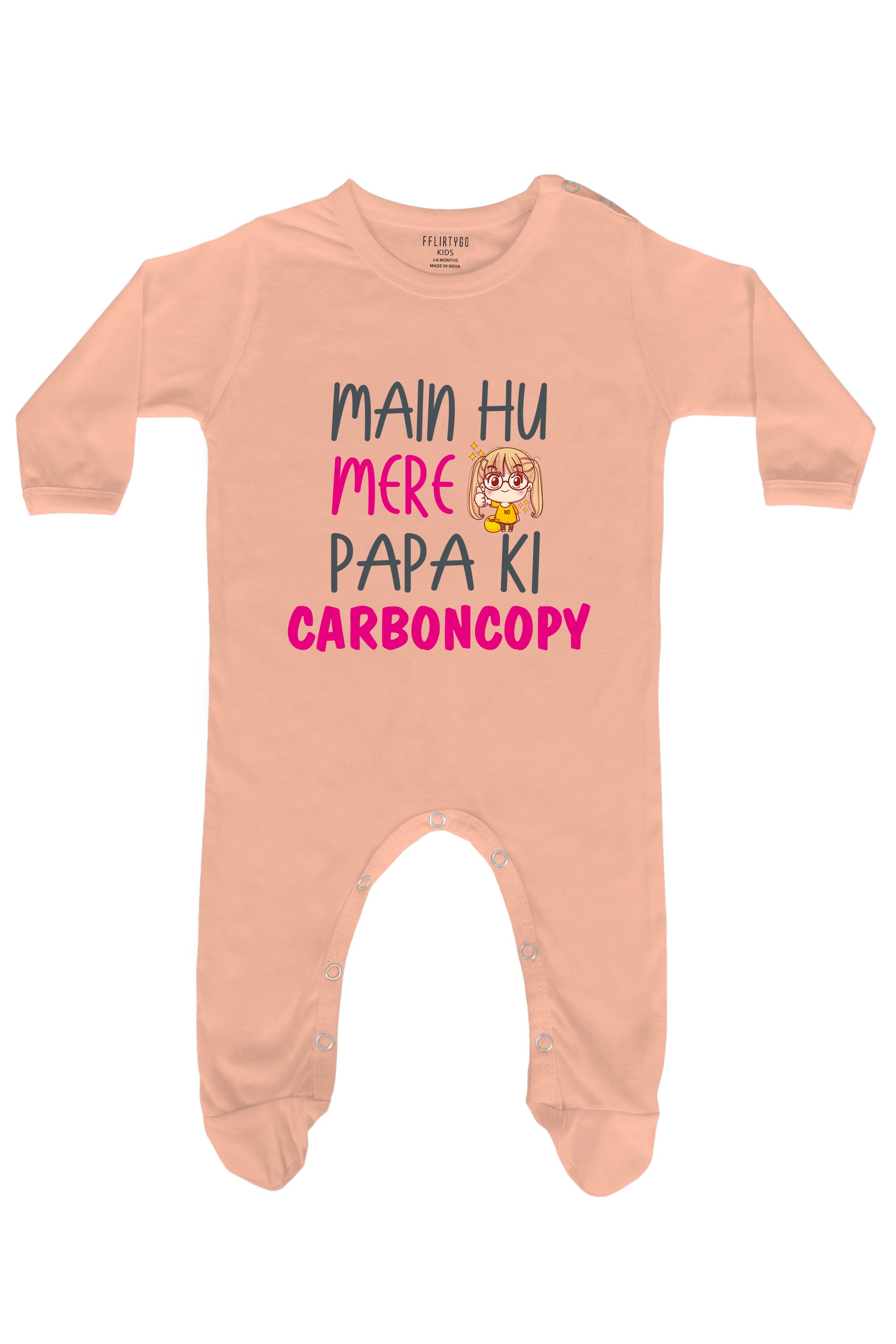 Main Hu Mere Papa Ki Carboncopy Girl Baby Romper | Onesies