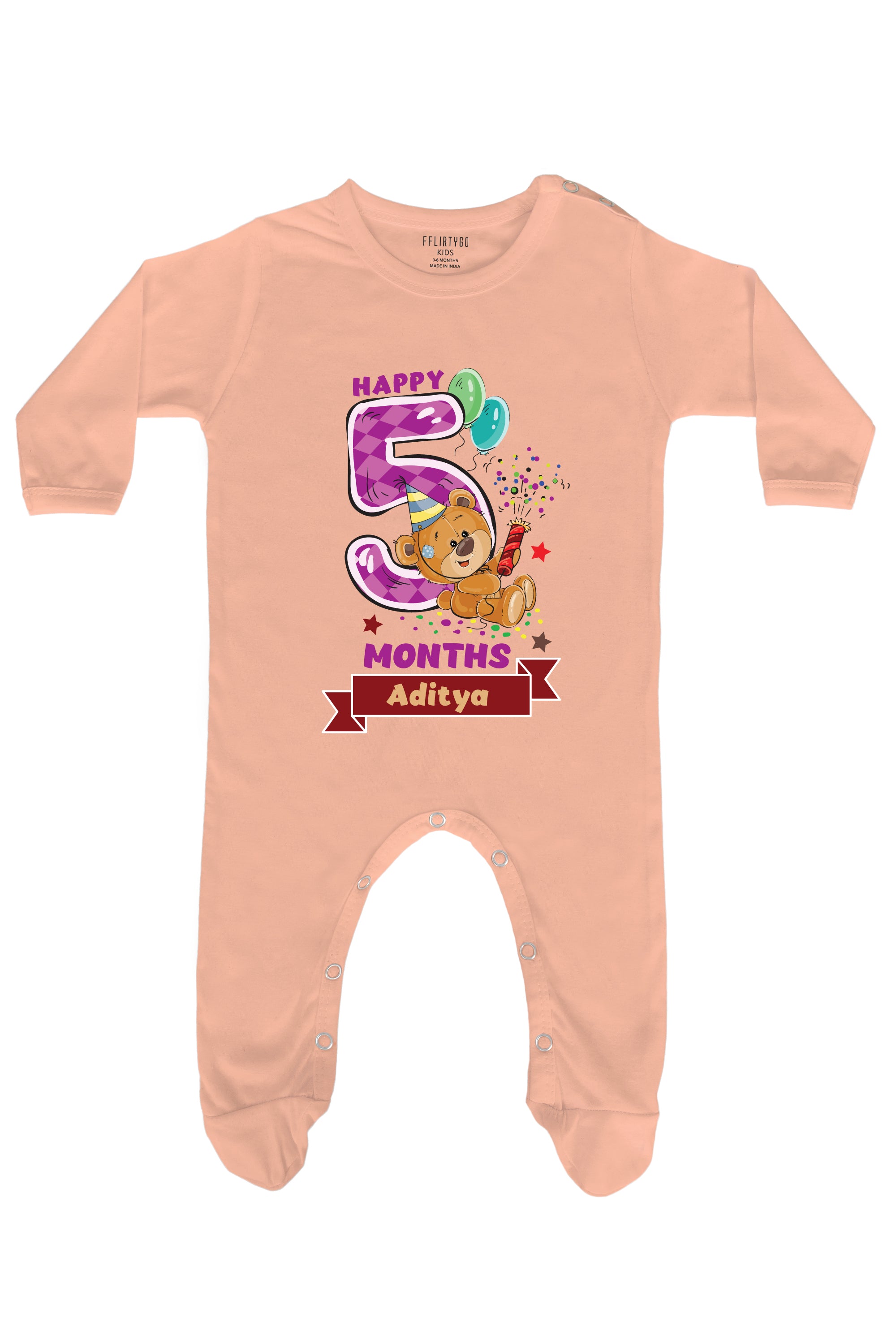 Happy 5 Months Milestone Baby Romper | Onesies w/ Custom Name