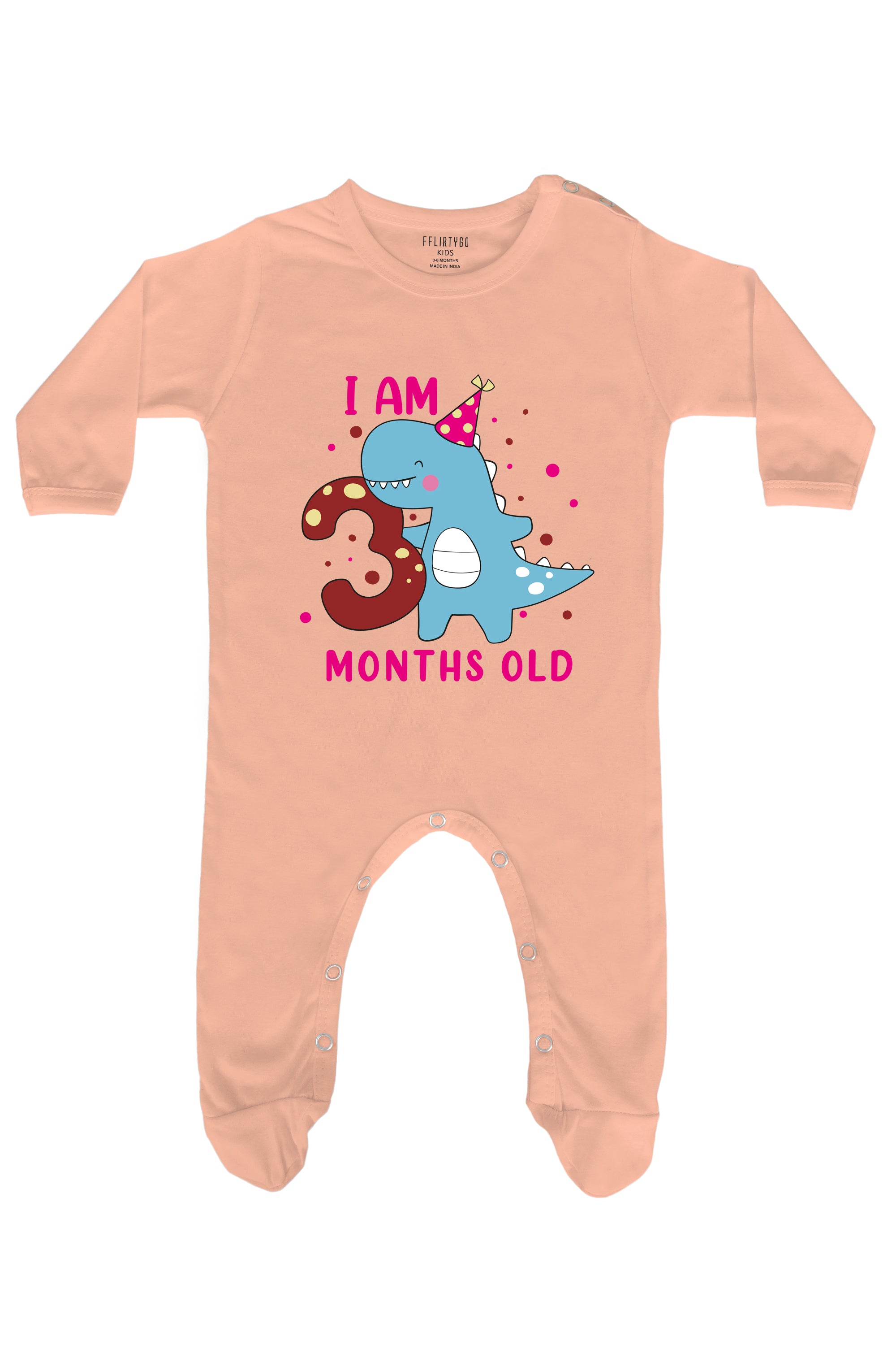 Happy Dino - I am 3 Months Old Baby Romper | Onesies