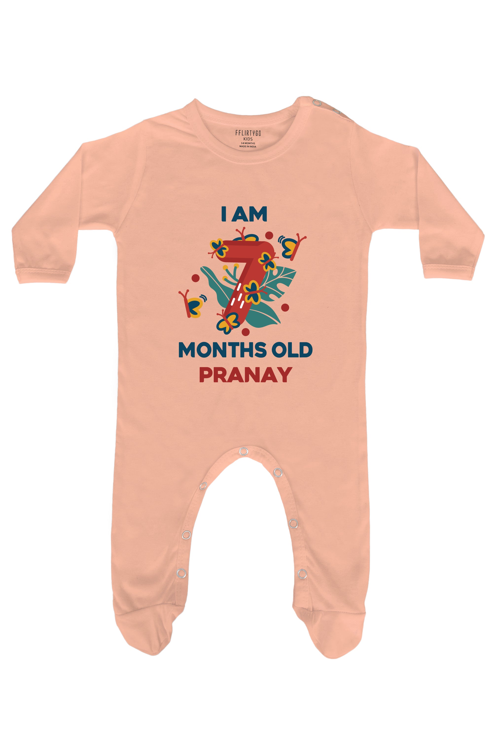 Seven Month Birthday Baby Romper | Onesies w/ Custom Name