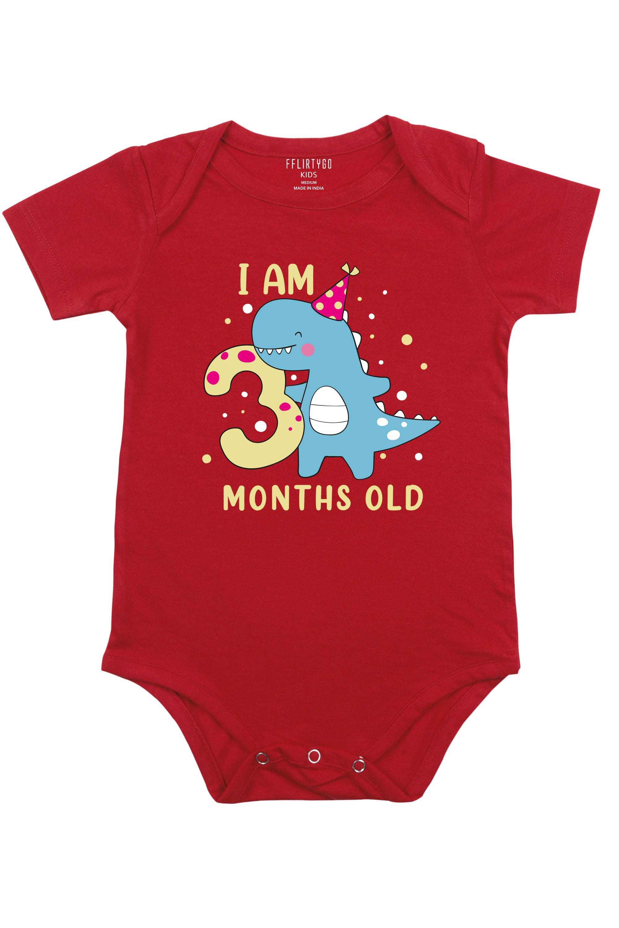 Happy Dino - I am 3 Months Old Baby Romper | Onesies