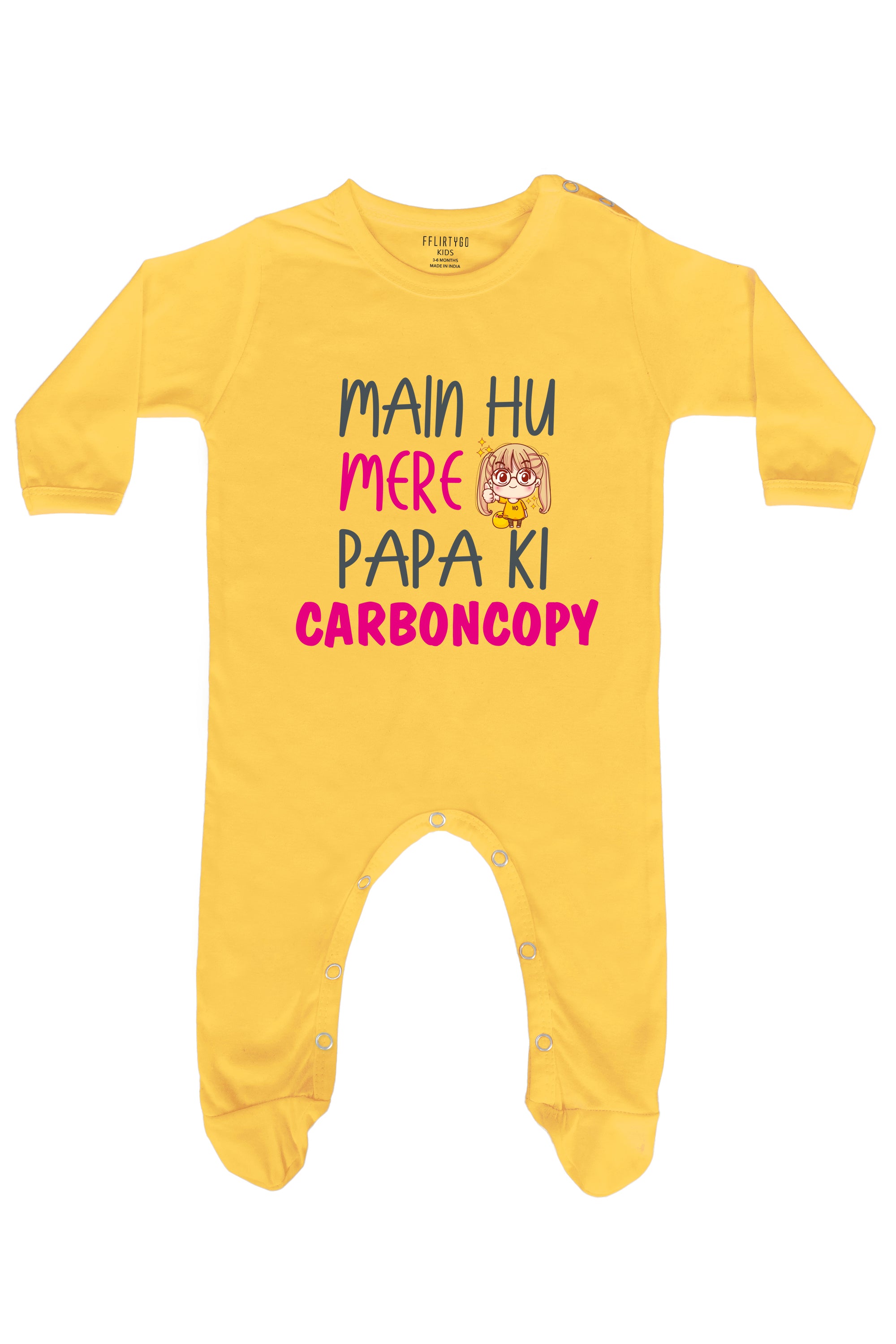 Main Hu Mere Papa Ki Carboncopy Girl Baby Romper | Onesies