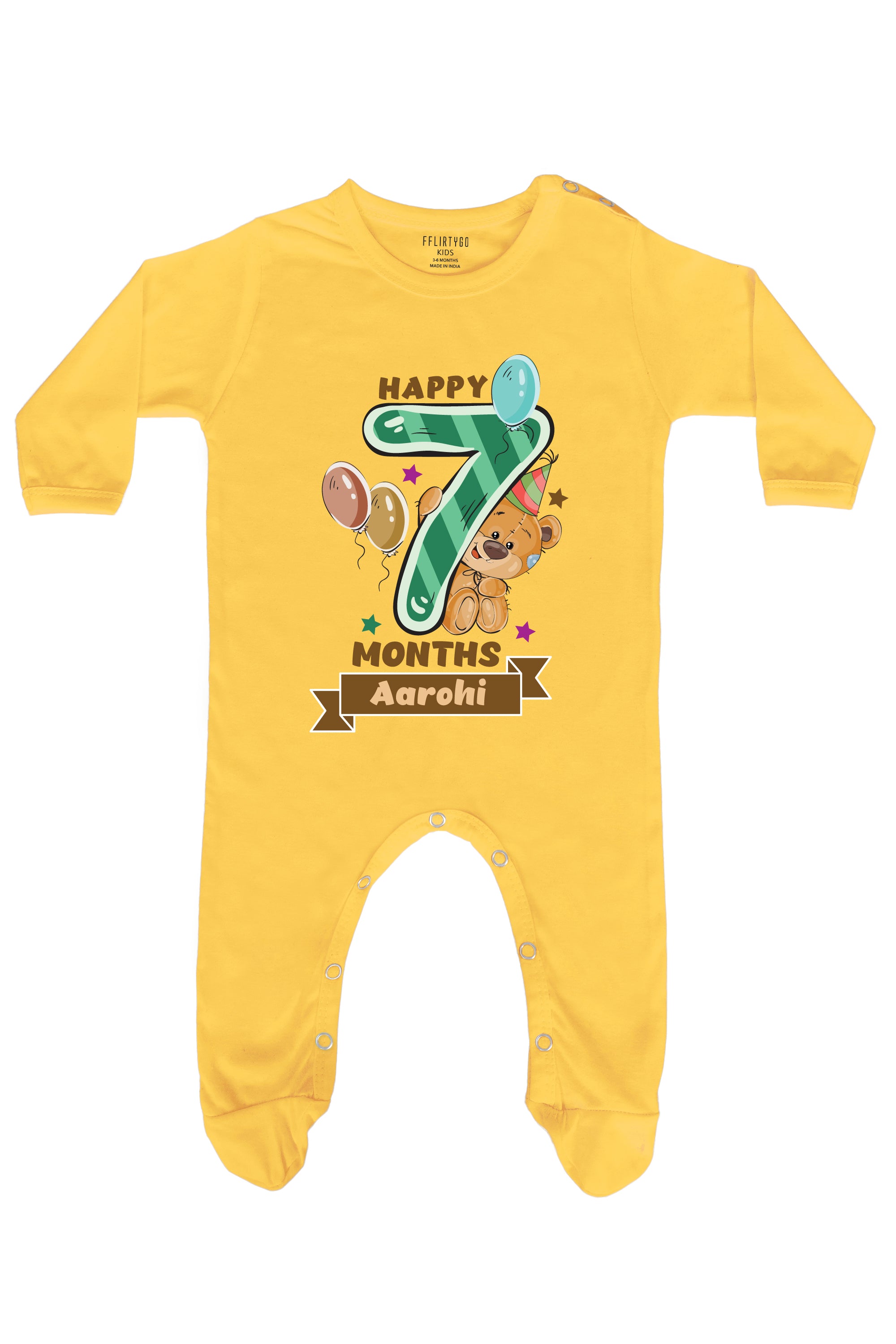 Happy Seven Months Milestone Baby Romper | Onesies w/ Custom Name