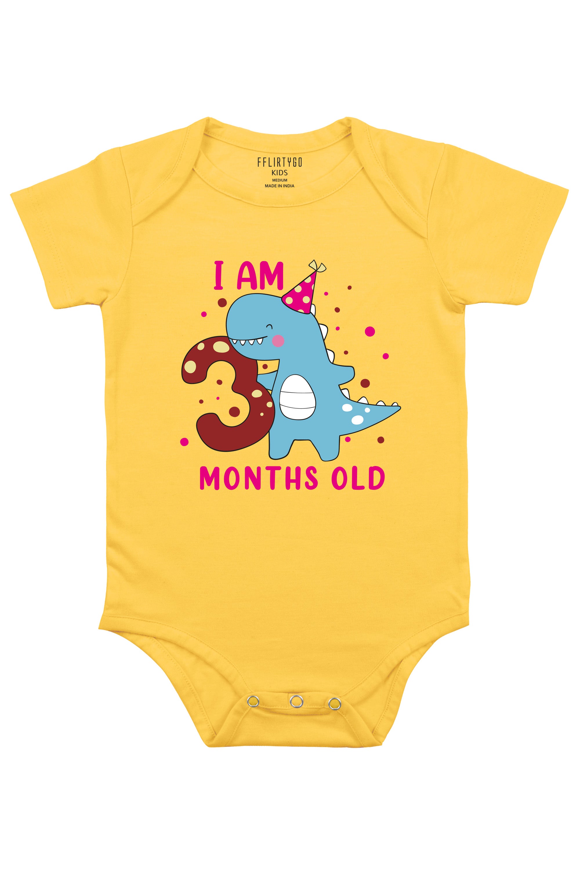 Happy Dino - I am 3 Months Old Baby Romper | Onesies