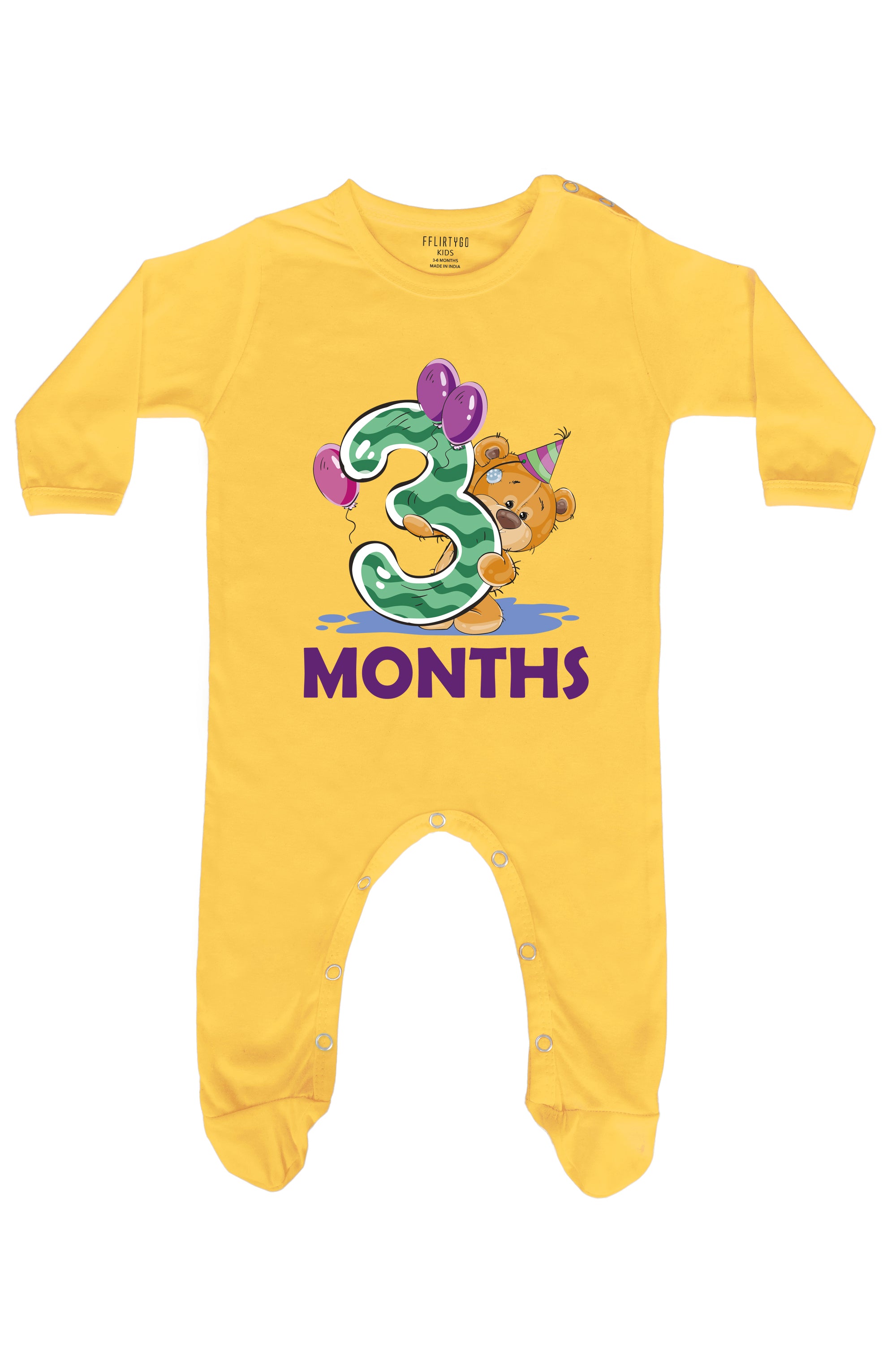 Three Months Milestone - Teddy Baby Romper | Onesies