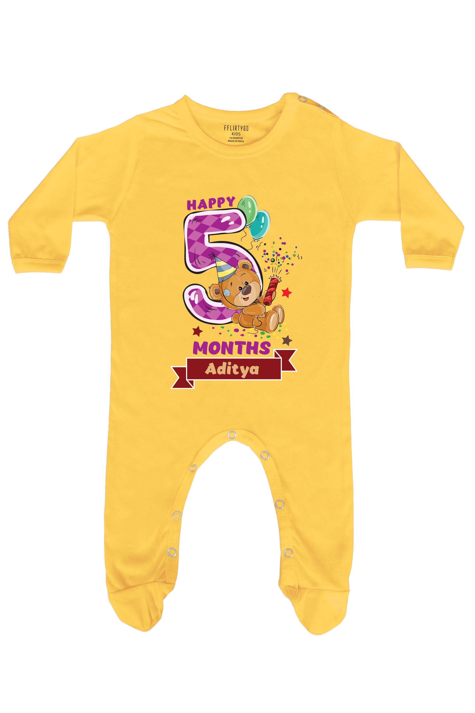 Happy 5 Months Milestone Baby Romper | Onesies w/ Custom Name