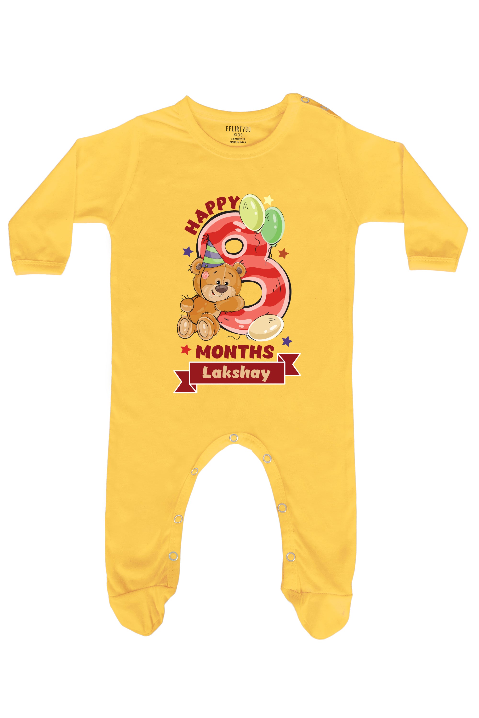 Happy Eight Months Milestone Baby Romper | Onesies w/ Custom Name